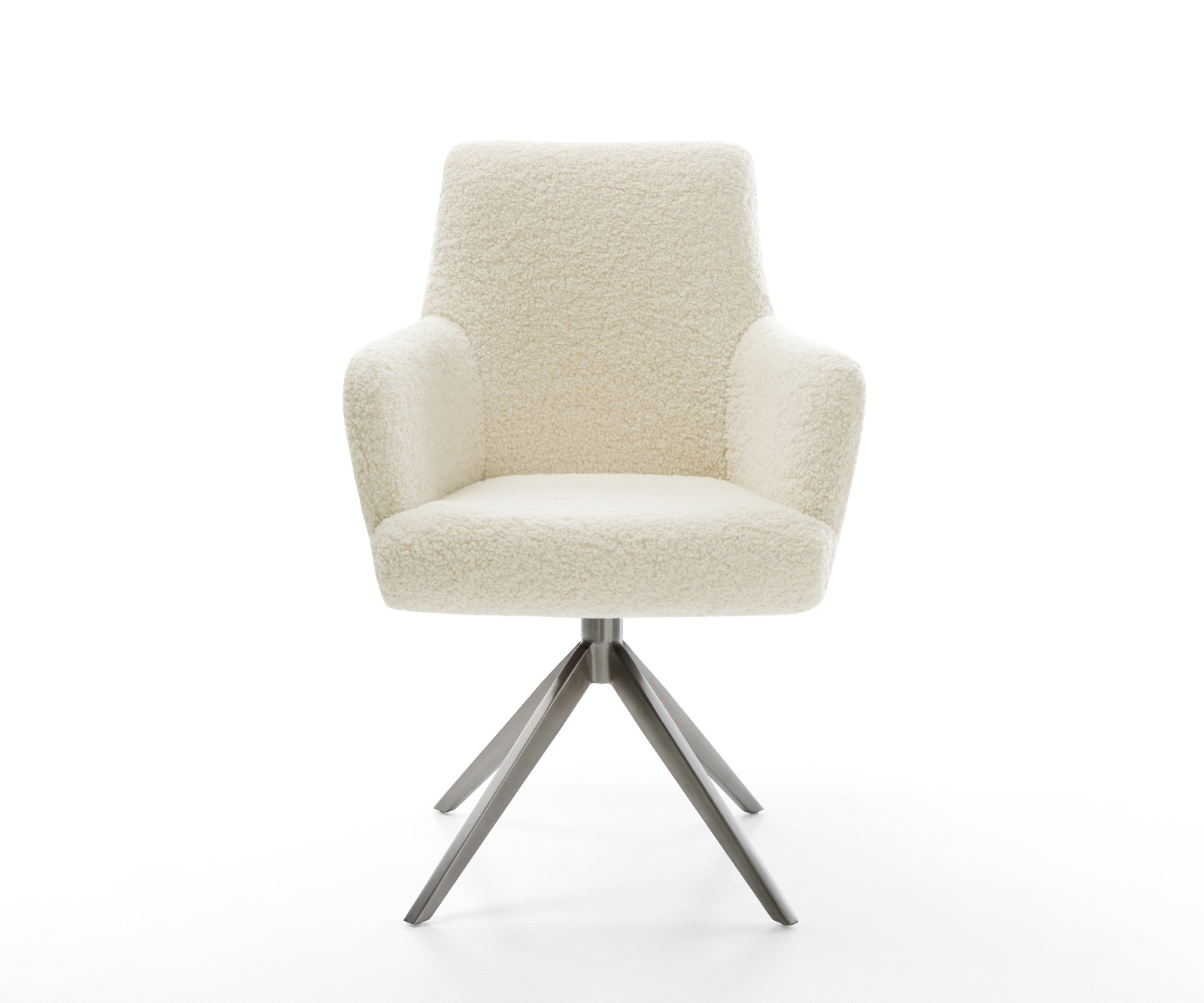 Jídelní židle Heira-Flex s područkami plyšový manšestr béžová křížová podnož široká grafitová otočný o 360° houpací funkce taštičkové pružiny - Obrázek 2