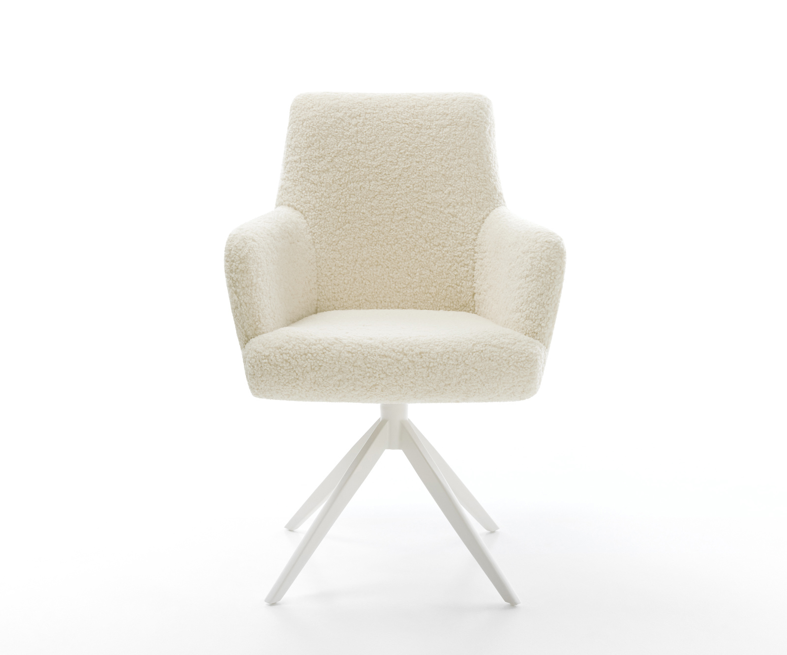 Jídelní židle Heira-Flex s područkami plyšový manšestr béžová křížová podnož široká bílá 360° otočný houpací funkce taštičkové pružiny - Obrázek 2