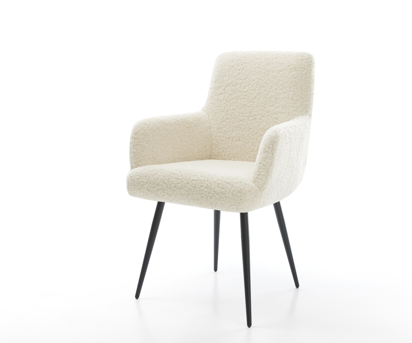 Jídelní židle Heira-Flex s područkami plyšový manšestr béžová 4 nohy zúžené černá taštičkové pružiny