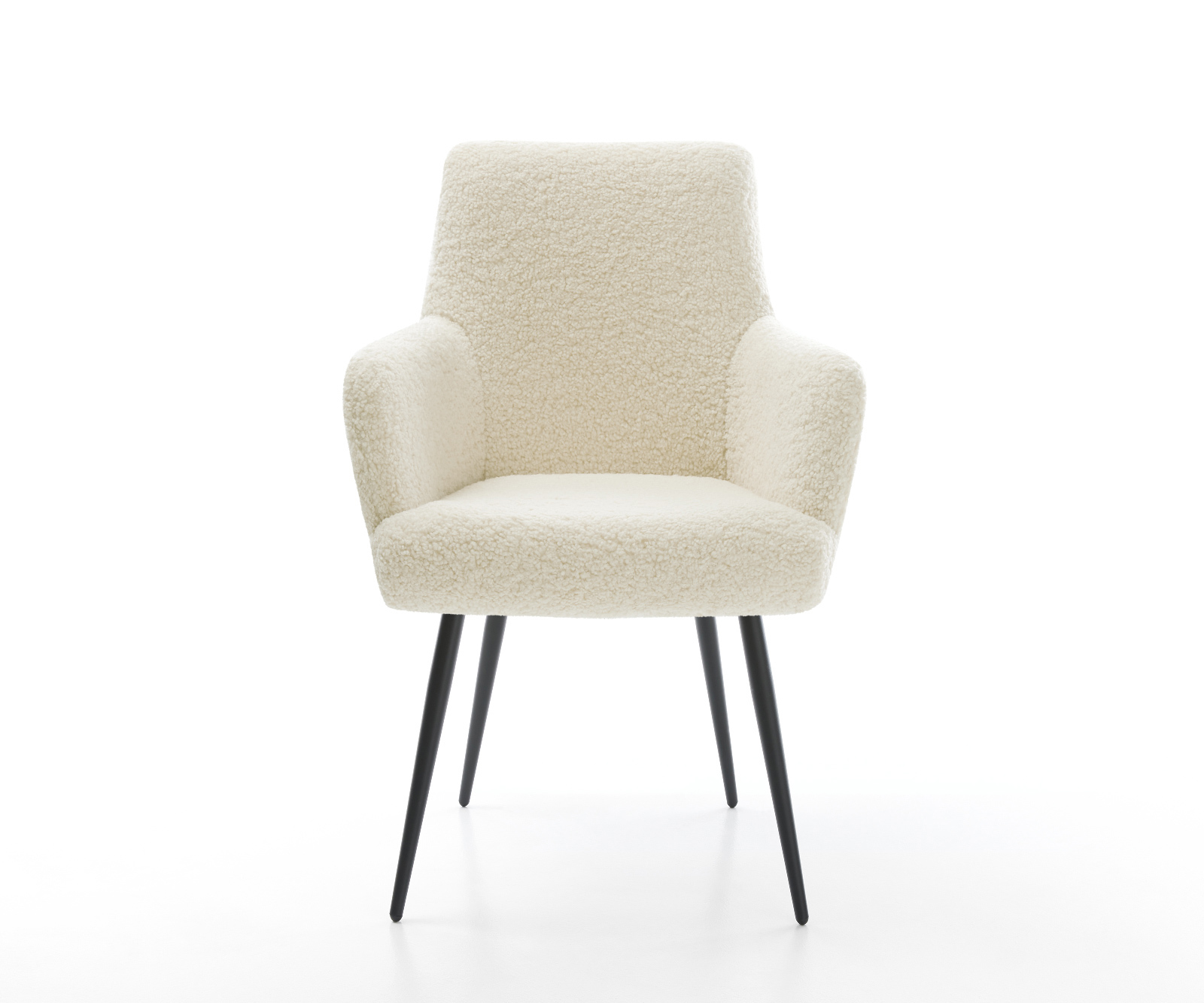 Jídelní židle Heira-Flex s područkami plyšový manšestr béžová 4 nohy zúžené černá taštičkové pružiny - Obrázek 2