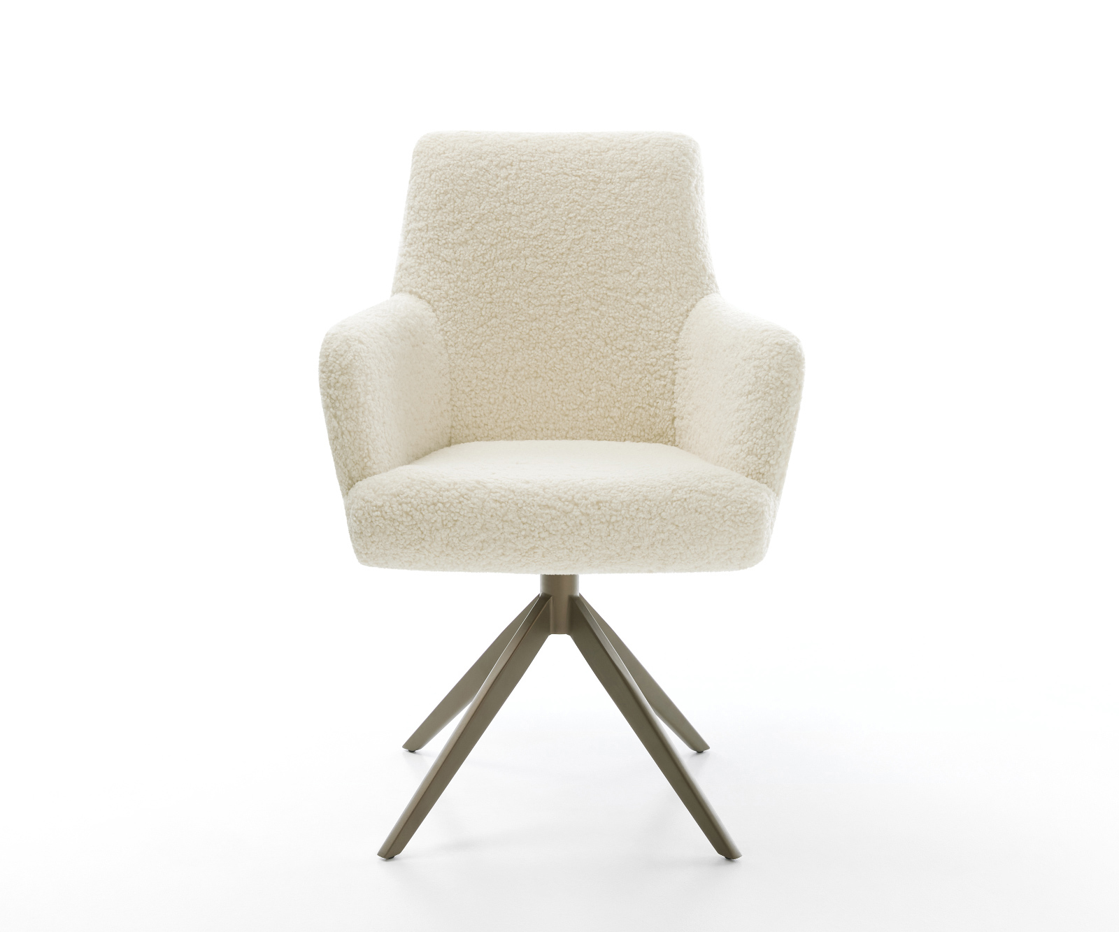 Jídelní židle Heira-Flex s područkami plyšový manšestr béžová křížová podnož široká titanová barva 360° otočný houpací funkce taštičkové pružiny - Obrázek 2