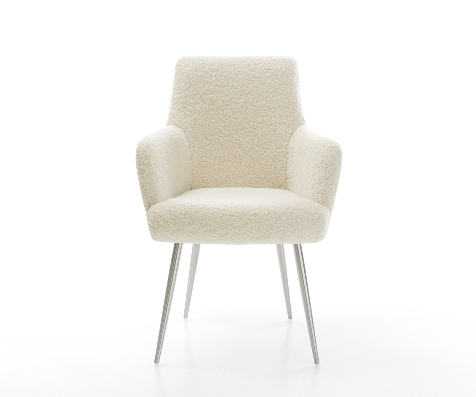 Jídelní židle Heira-Flex s područkami plyšový manšestr béžová 4-nohá zúžená nerezová ocel taštičkové pružiny - Obrázek 2