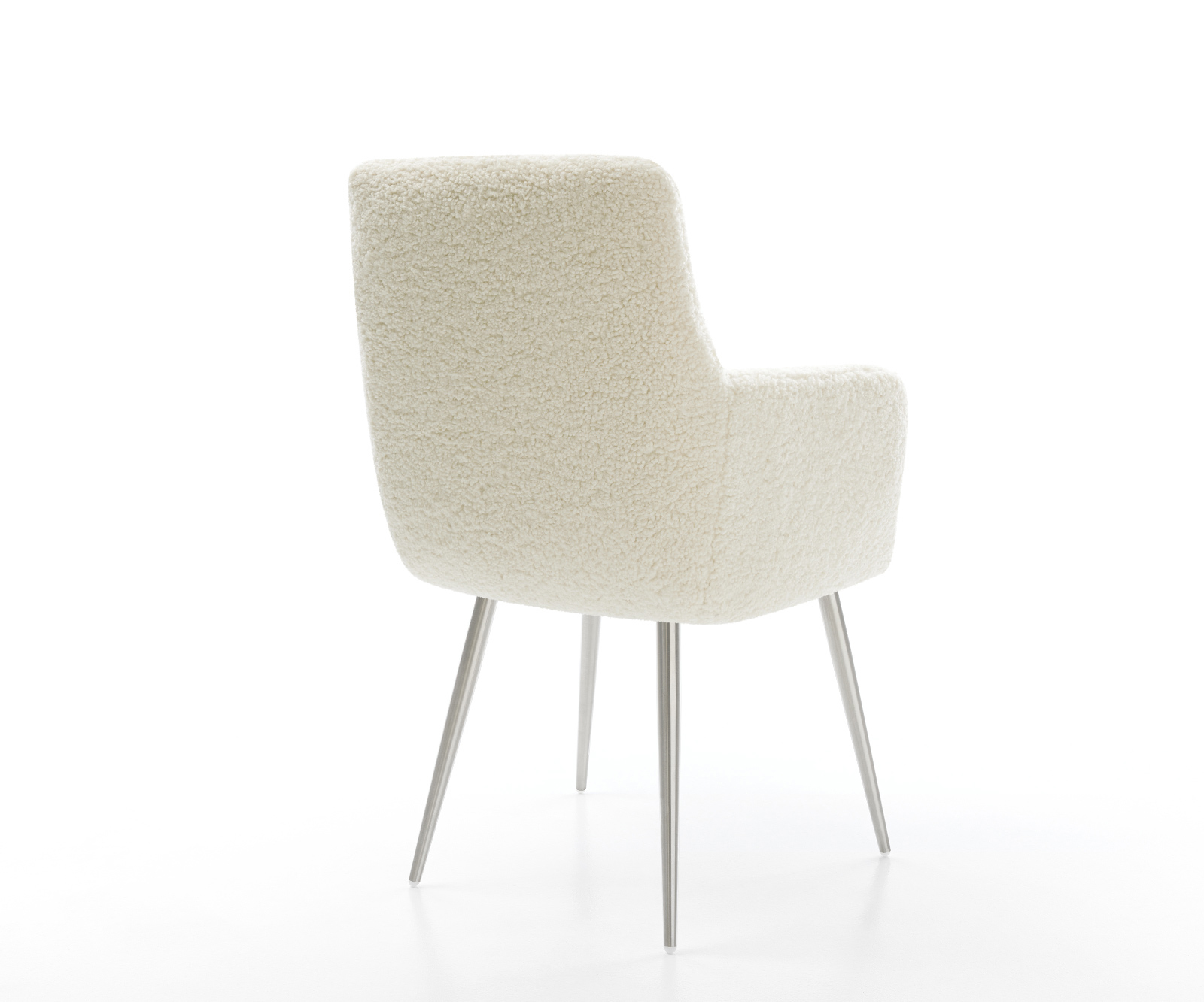 Jídelní židle Heira-Flex s područkami plyšový manšestr béžová 4-nohá zúžená nerezová ocel taštičkové pružiny - Obrázek 5