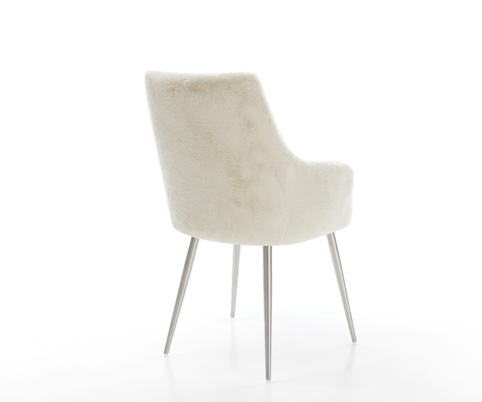 Jídelní židle Alja-Flex s područkami plyšový manšestr krémovo-bílá 4 nohy zúžené nerezová ocel taštičkové pružiny - Obrázek 5