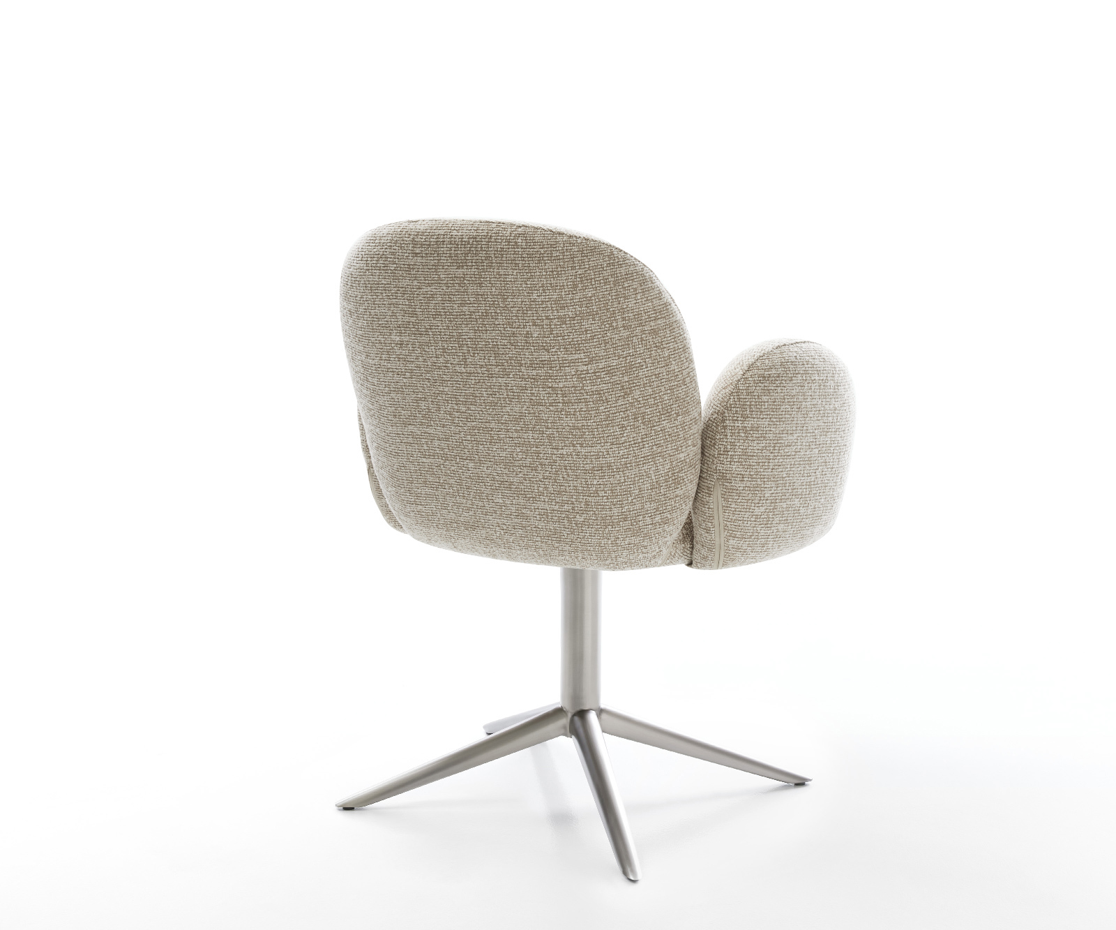 Jídelní židle Nube-Flex s područkami látka Měkký béžová křížová podnož nerezová ocel 360° otočný houpací funkce taštičkové pružiny - Obrázek 5