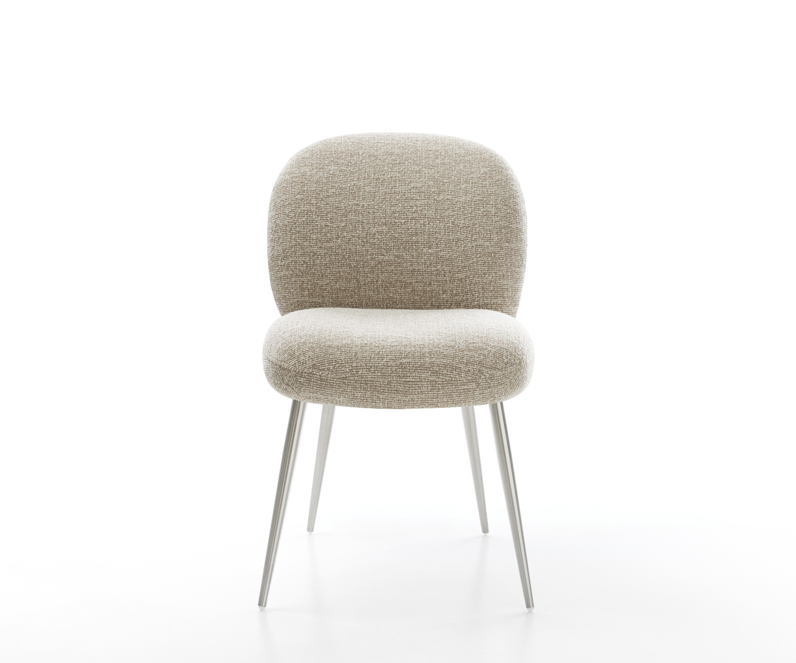 Jídelní židle Nube-Flex látka Měkký béžová 4 nohy zúžené nerezová ocel taštičkové pružiny - Obrázek 2