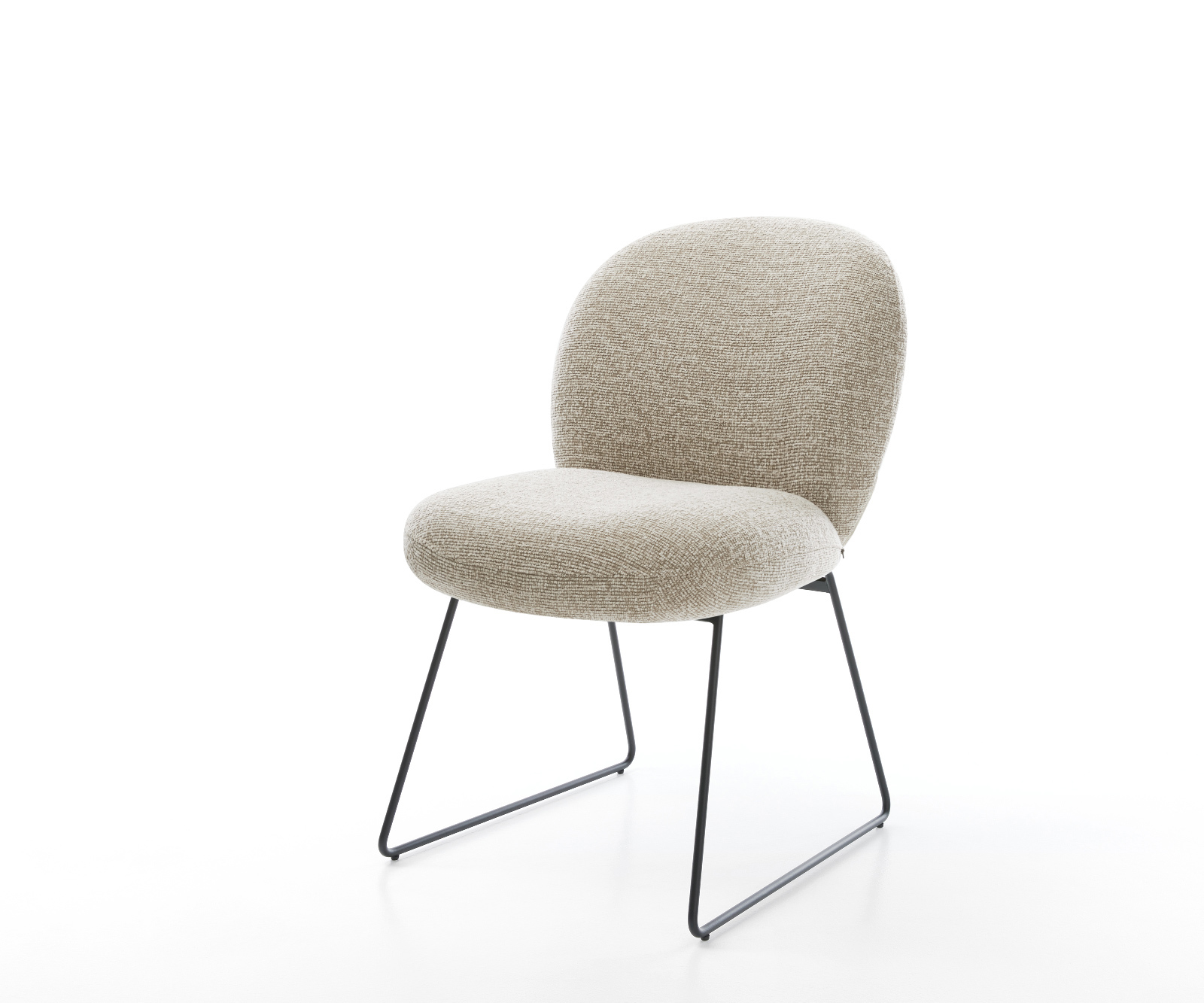 Jídelní židle Nube-Flex látka Měkký béžová tenká podnož černá taštičkové pružiny