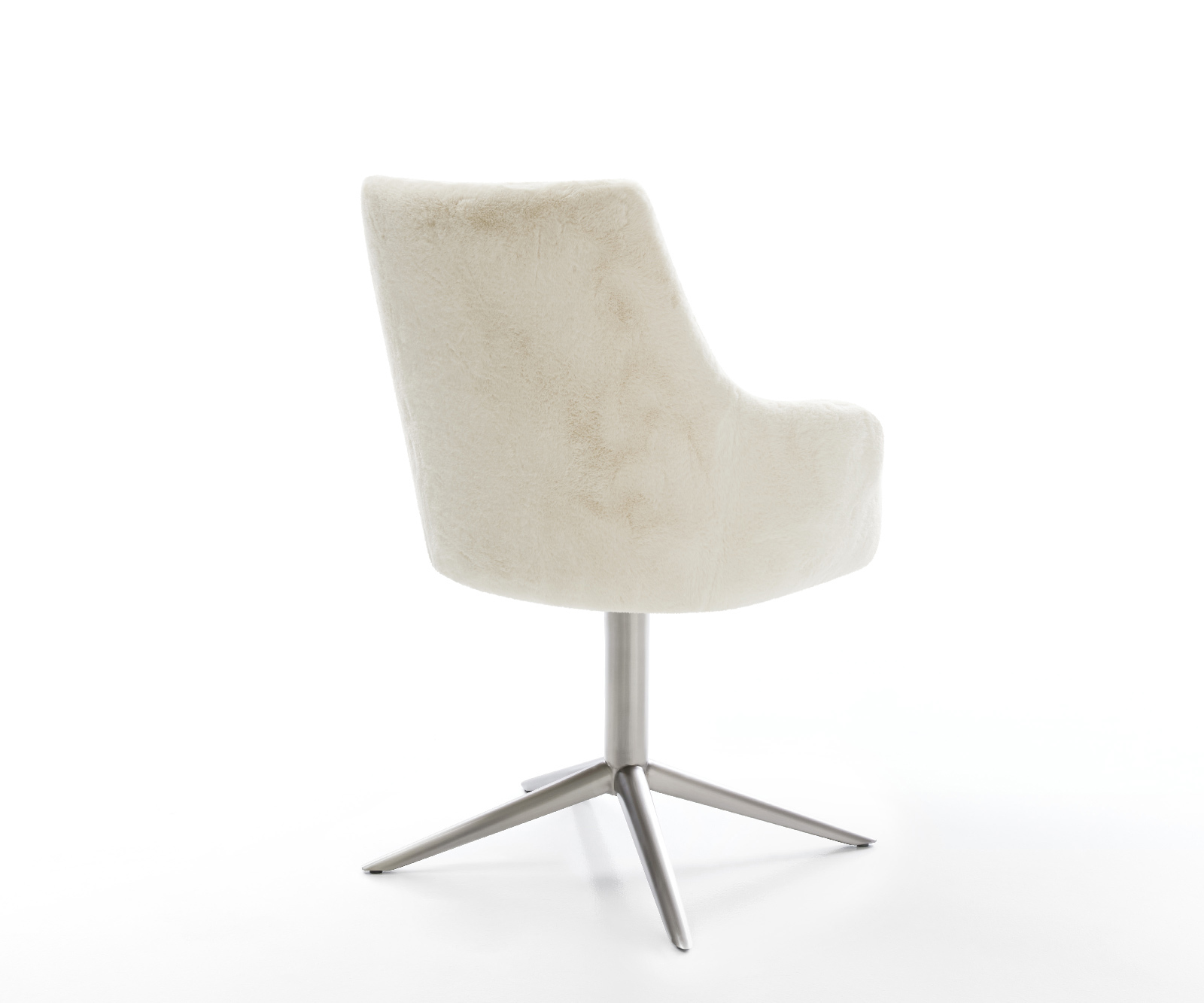 Jídelní židle Alja-Flex s područkami plyšový manšestr krémovo-bílá křížová podnož nerezová ocel 360° otočný houpací funkce taštičkové pružiny - Obrázek 5