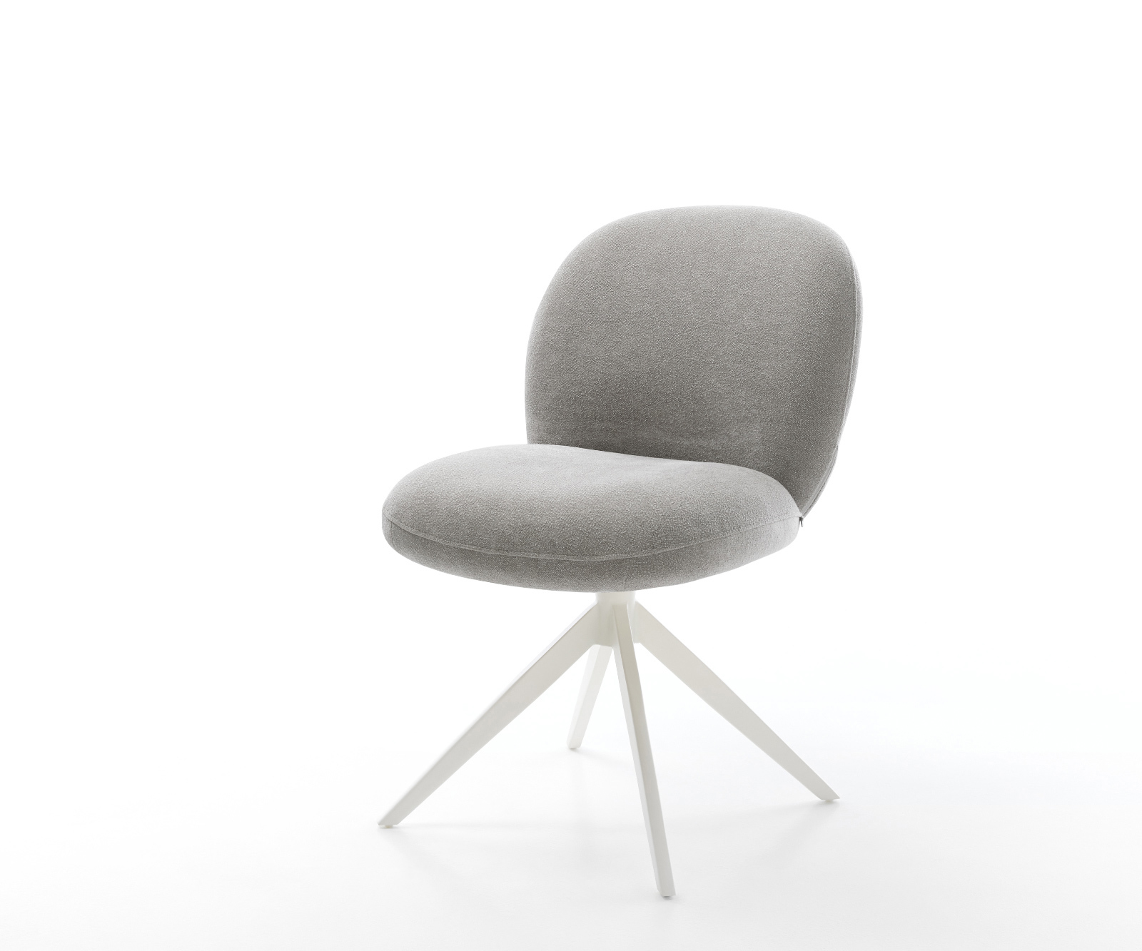 Jídelní židle Nube-Flex strukturovaná látka Měkký šedá křížová podnož široká bílá 360° otočný houpací funkce taštičkové pružiny