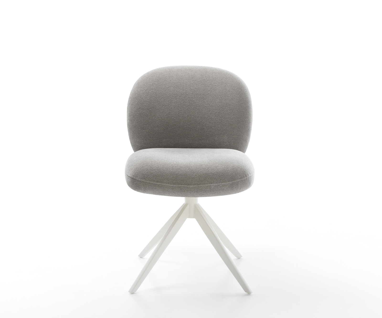 Jídelní židle Nube-Flex strukturovaná látka Měkký šedá křížová podnož široká bílá 360° otočný houpací funkce taštičkové pružiny - Obrázek 2