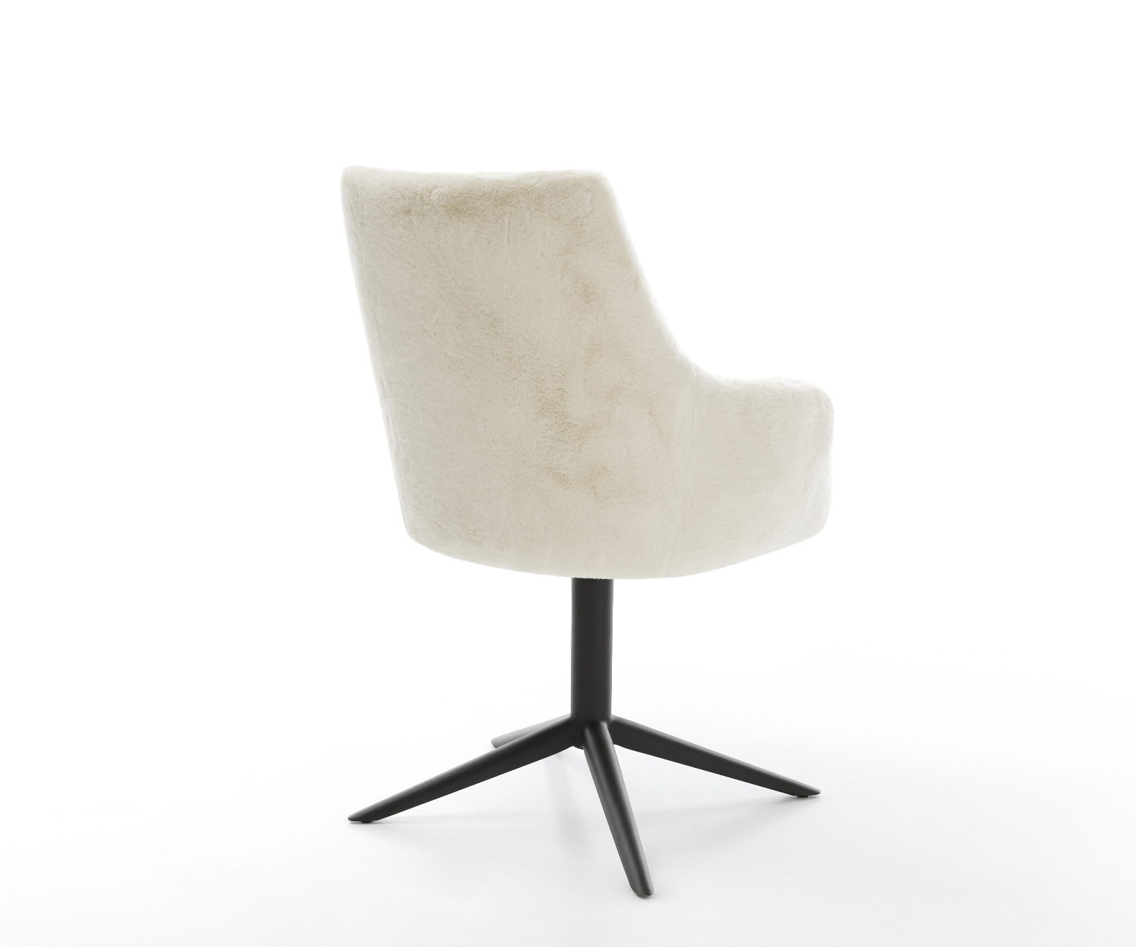 Jídelní židle Alja-Flex s područkami plyšový manšestr krémová bílá podnož křížová černá 360° otočný houpací funkce taštičkové pružiny - Obrázek 5