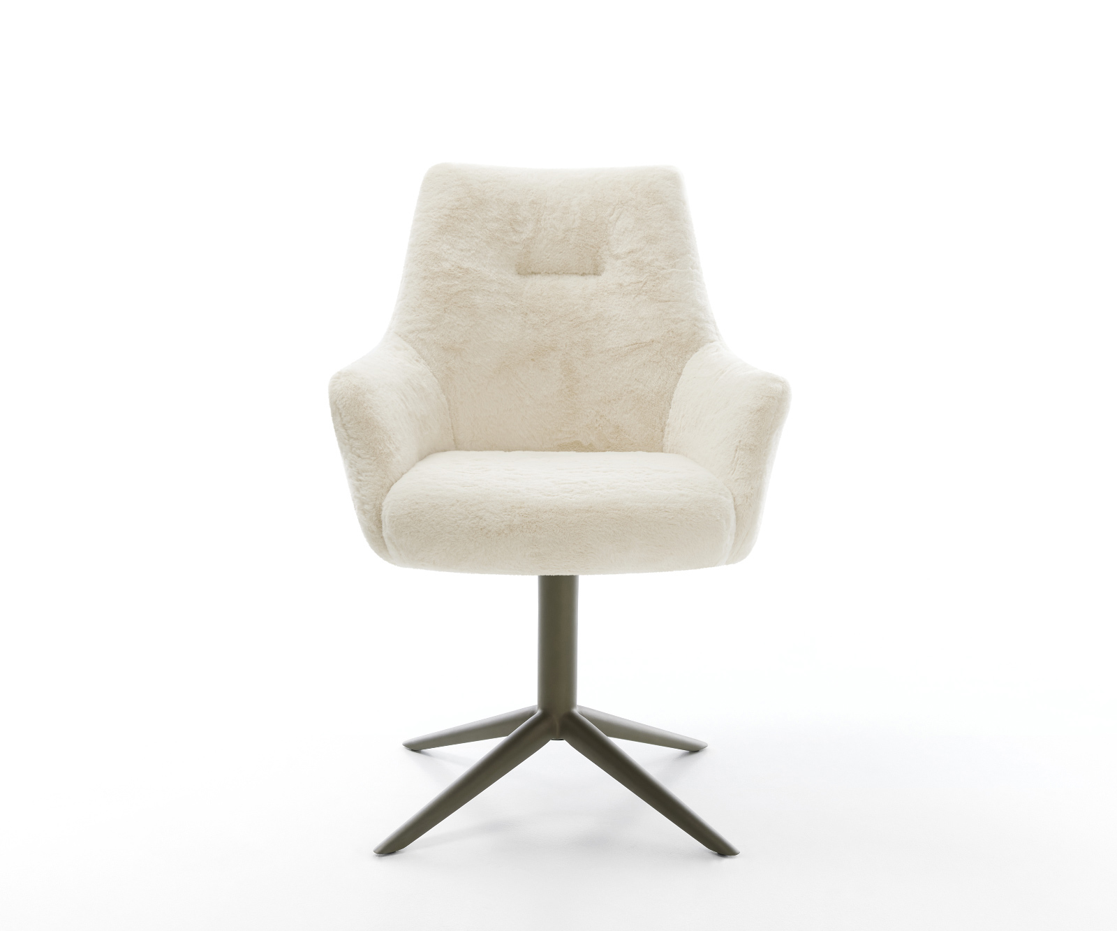 Jídelní židle Alja-Flex s područkami plyšový manšestr krémová bílá křížová podnož titanová barva 360° otočný houpací funkce taštičkové pružiny - Obrázek 2