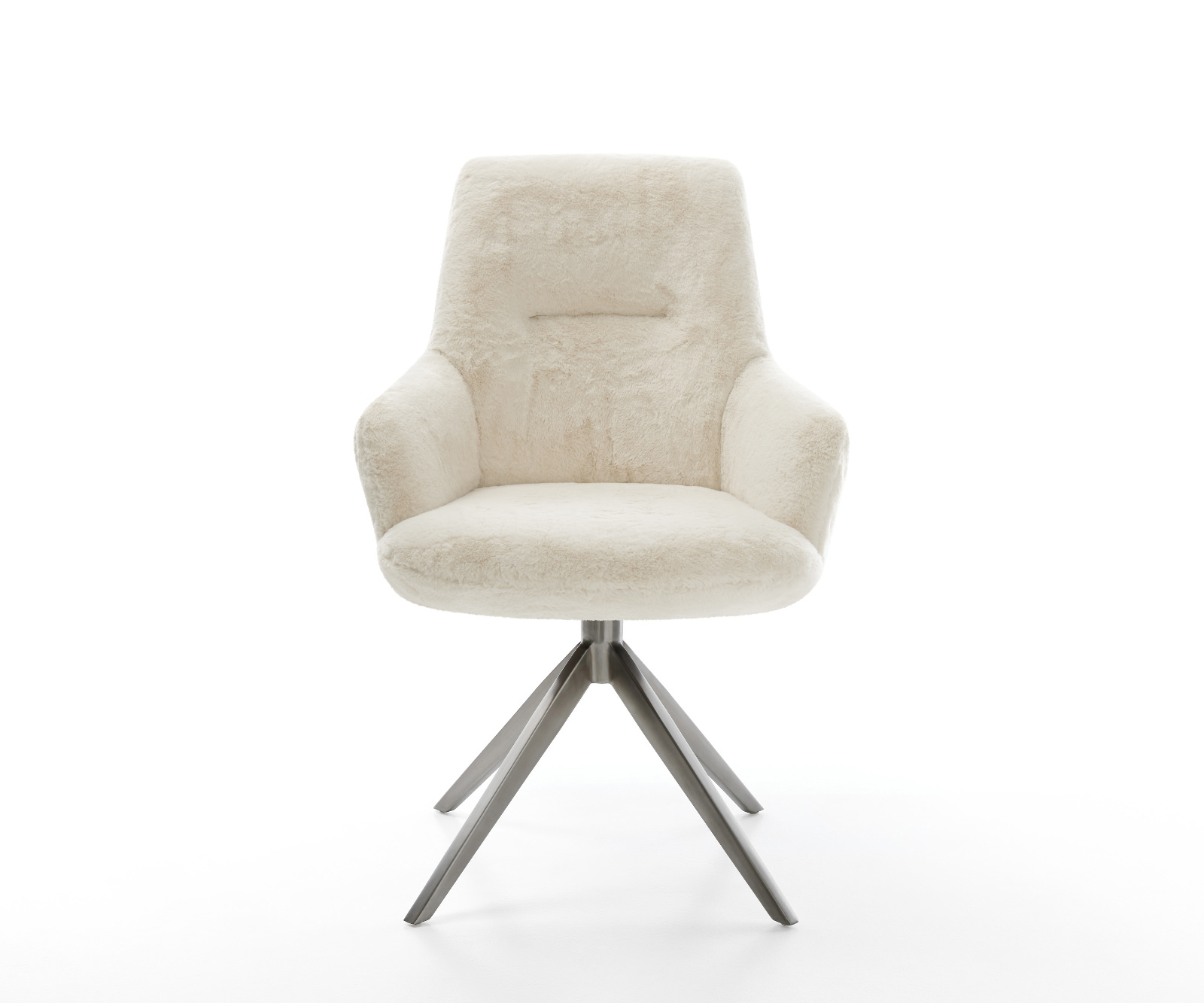 Jídelní židle Zelia-Flex s područkami plyšový manšestr krémovo-bílá křížová podnož široká grafitová 360° otočná houpací funkce taštičkové pružiny - Obrázek 2