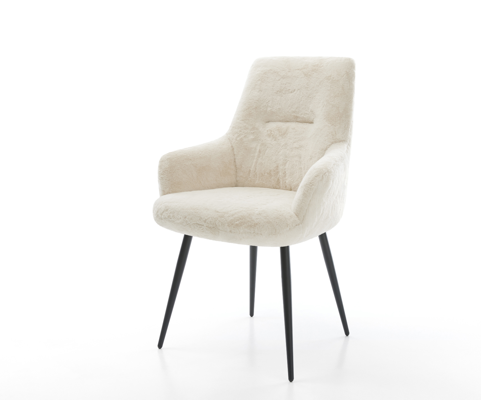 Jídelní židle Zelia-Flex s područkami plyšový manšestr krémová bílá 4 nohy zúžené černá taštičkové pružiny