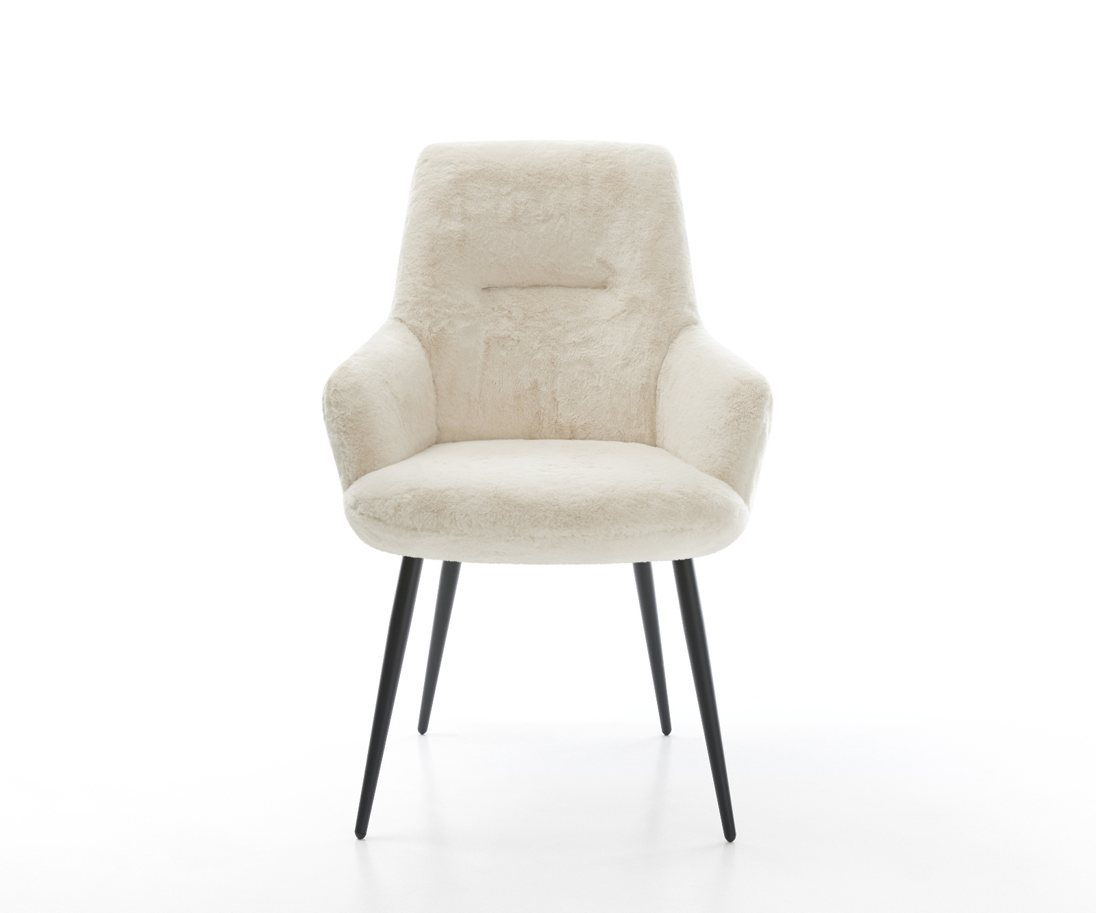 Jídelní židle Zelia-Flex s područkami plyšový manšestr krémová bílá 4 nohy zúžené černá taštičkové pružiny - Obrázek 2