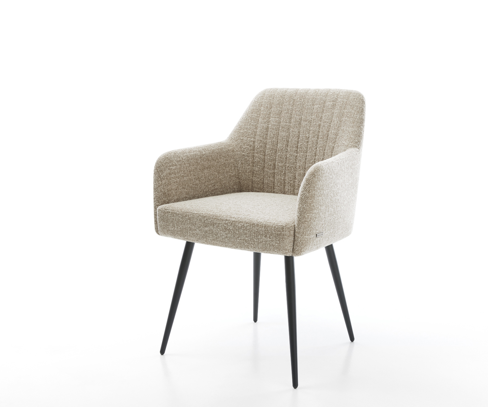 Jídelní židle Greg-Flex tkanina Měkký béžová 4-nohá zúžená černá taštičkové pružiny