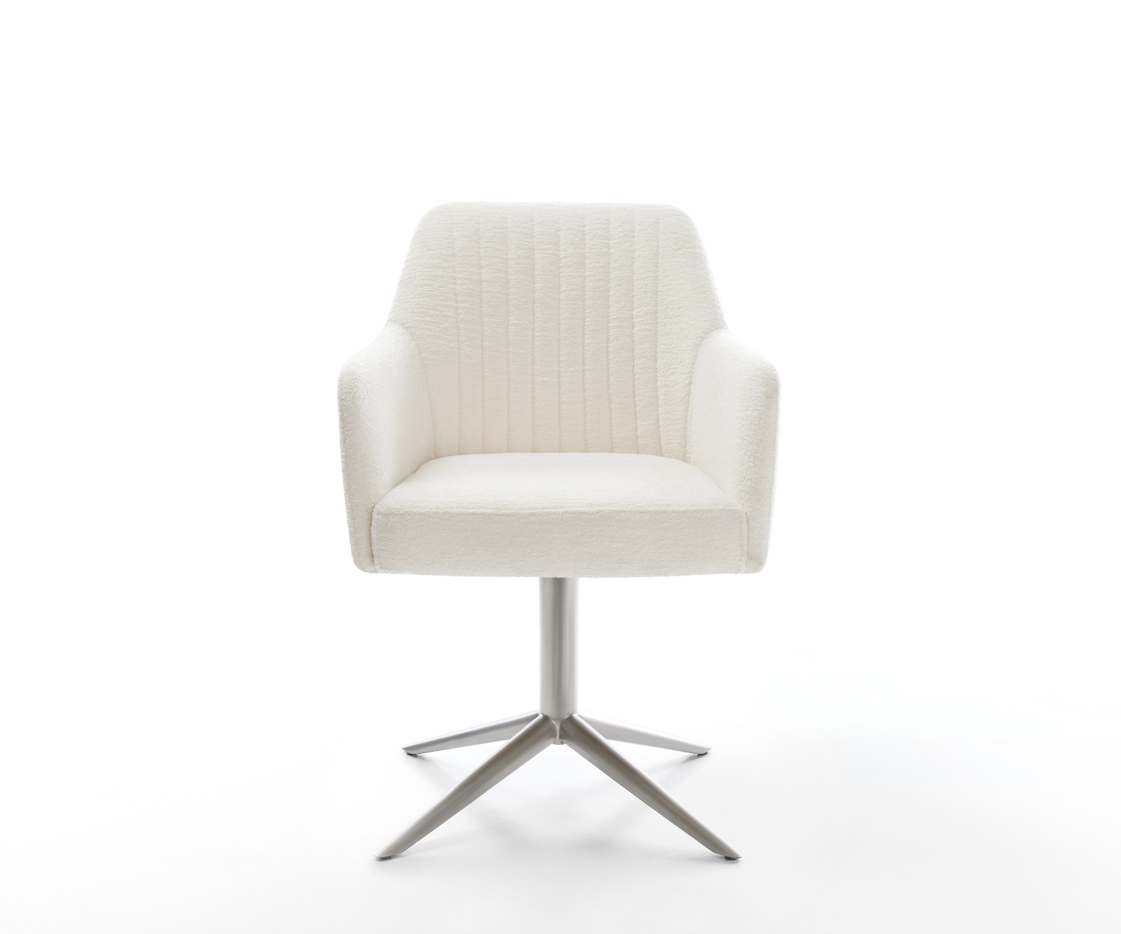 Jídelní židle Greg-Flex bouclé měkký béžová podnož křížová nerezová ocel 360° otočný houpací funkce taštičkové pružiny - Obrázek 2