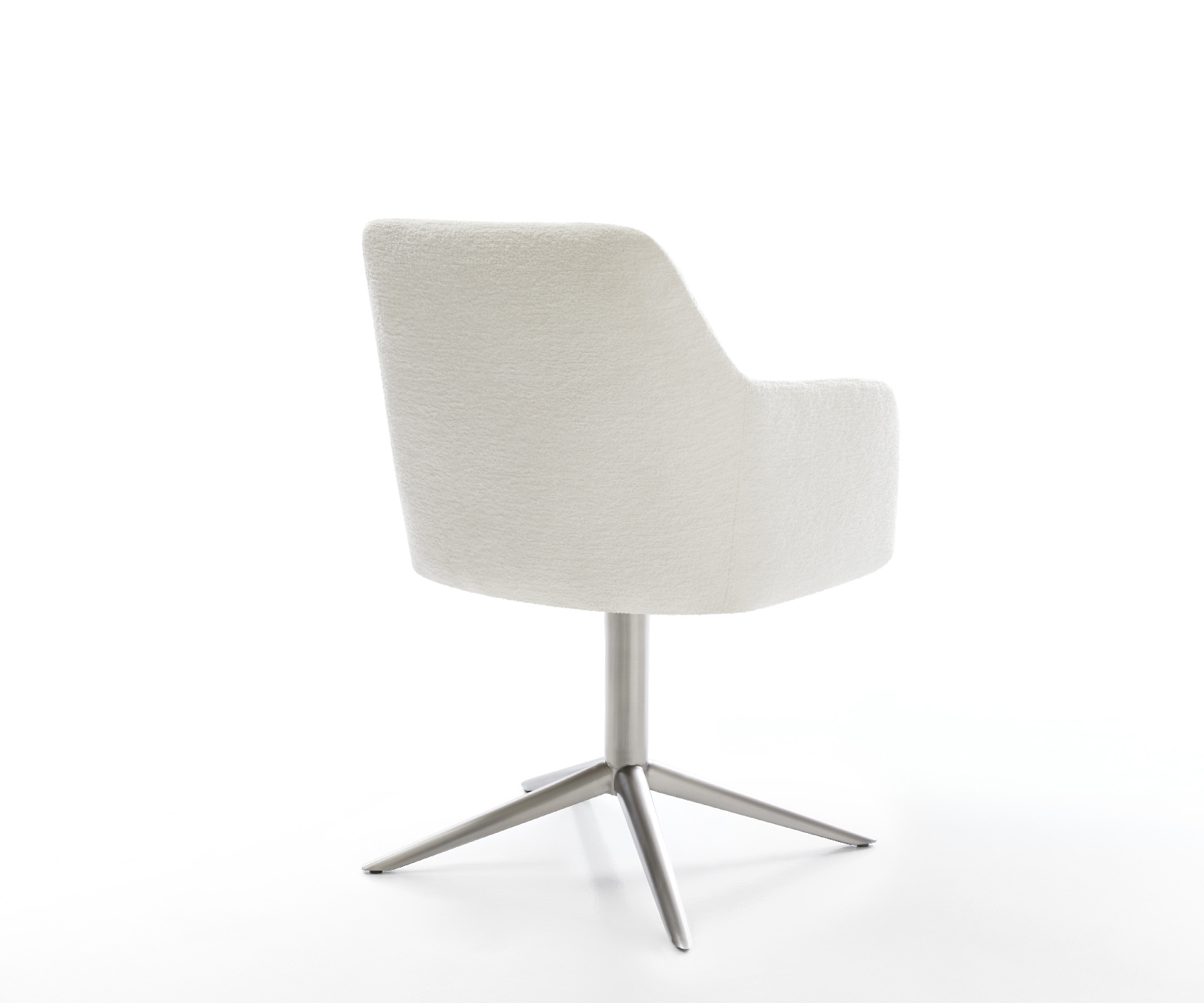 Jídelní židle Greg-Flex bouclé měkký béžová podnož křížová nerezová ocel 360° otočný houpací funkce taštičkové pružiny - Obrázek 5