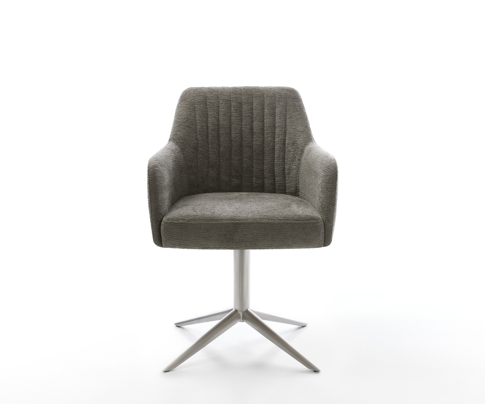 Jídelní židle Greg-Flex bouclé měkký tmavě béžová křížová podnož nerezová ocel 360° otočný houpací funkce taštičkové pružiny - Obrázek 2