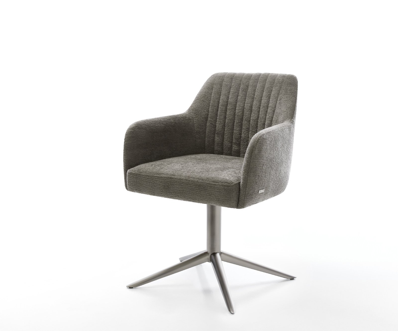 Jídelní židle Greg-Flex bouclé měkký tmavě béžová křížová podnož grafit 360° otočný houpací funkce taštičkové pružiny