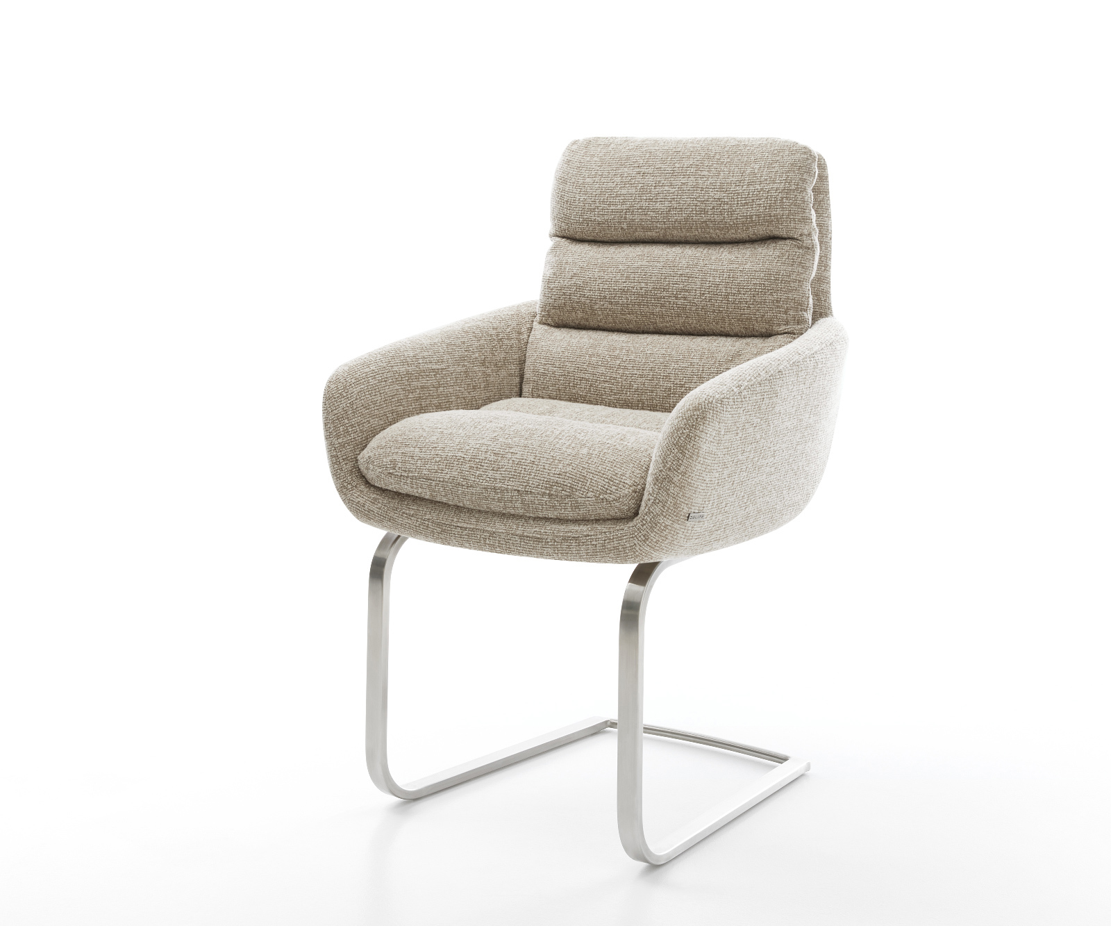 Jídelní židle Abelia-Flex s područkami látka Měkký béžová jídelní židle plochý nerezová ocel