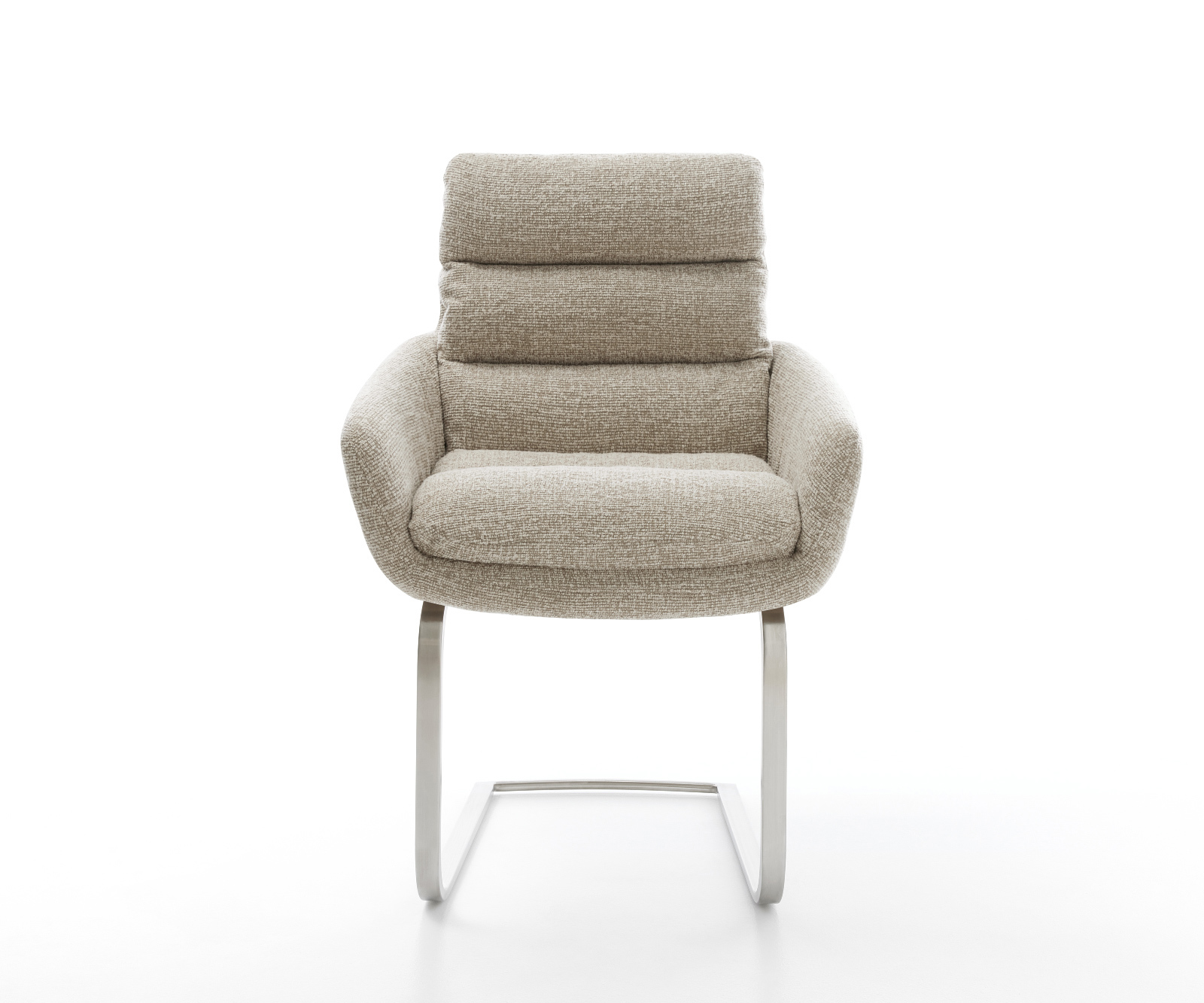 Jídelní židle Abelia-Flex s područkami látka Měkký béžová jídelní židle plochý nerezová ocel - Obrázek 2