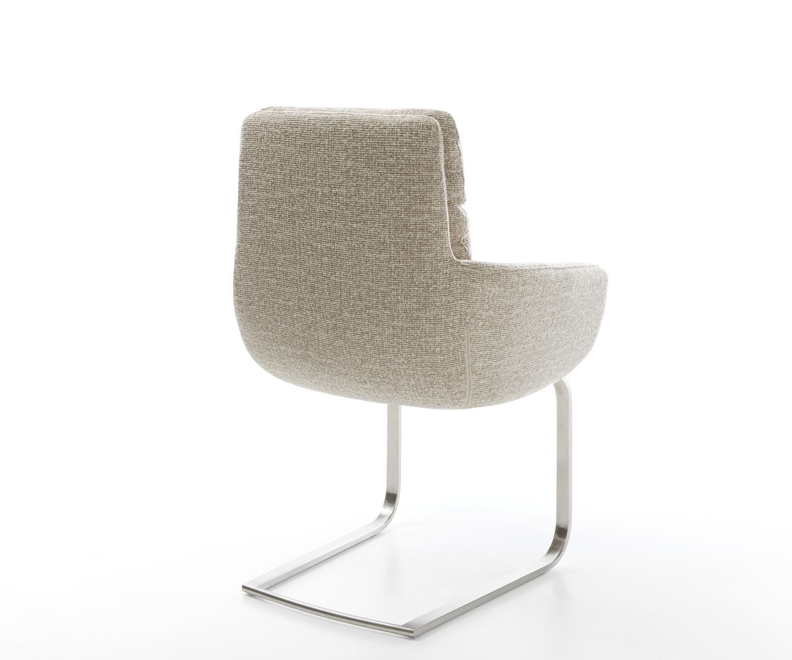 Jídelní židle Abelia-Flex s područkami látka Měkký béžová jídelní židle plochý nerezová ocel - Obrázek 5