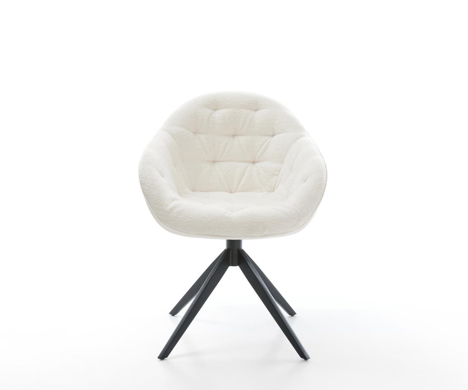 Jídelní židle Gaio-Flex bouclé měkký béžová křížová podnož široká černá 360° otočný houpací funkce - Obrázek 2