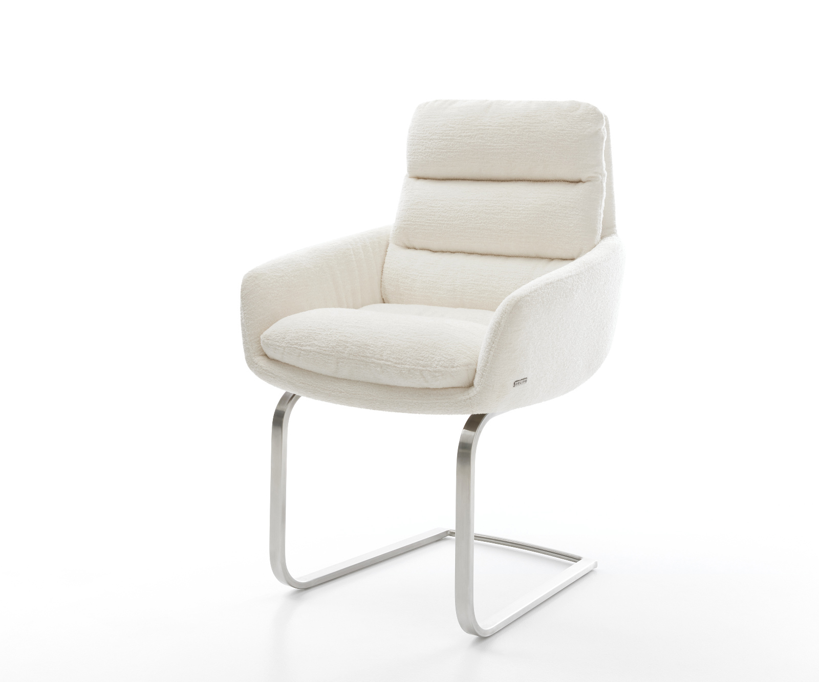 Jídelní židle Abelia-Flex s područkami bouclé měkký béžová jídelní židle plochá nerezová ocel