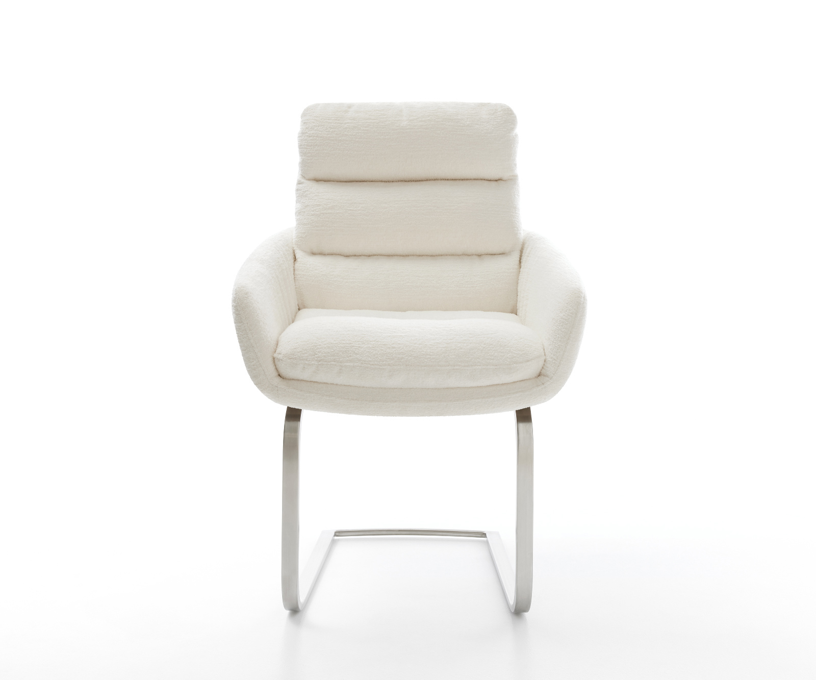 Jídelní židle Abelia-Flex s područkami bouclé měkký béžová jídelní židle plochá nerezová ocel - Obrázek 2