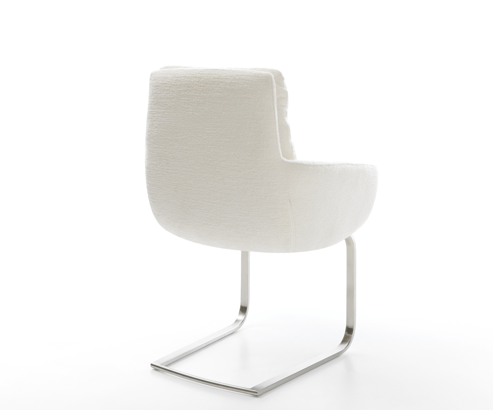 Jídelní židle Abelia-Flex s područkami bouclé měkký béžová jídelní židle plochá nerezová ocel - Obrázek 5