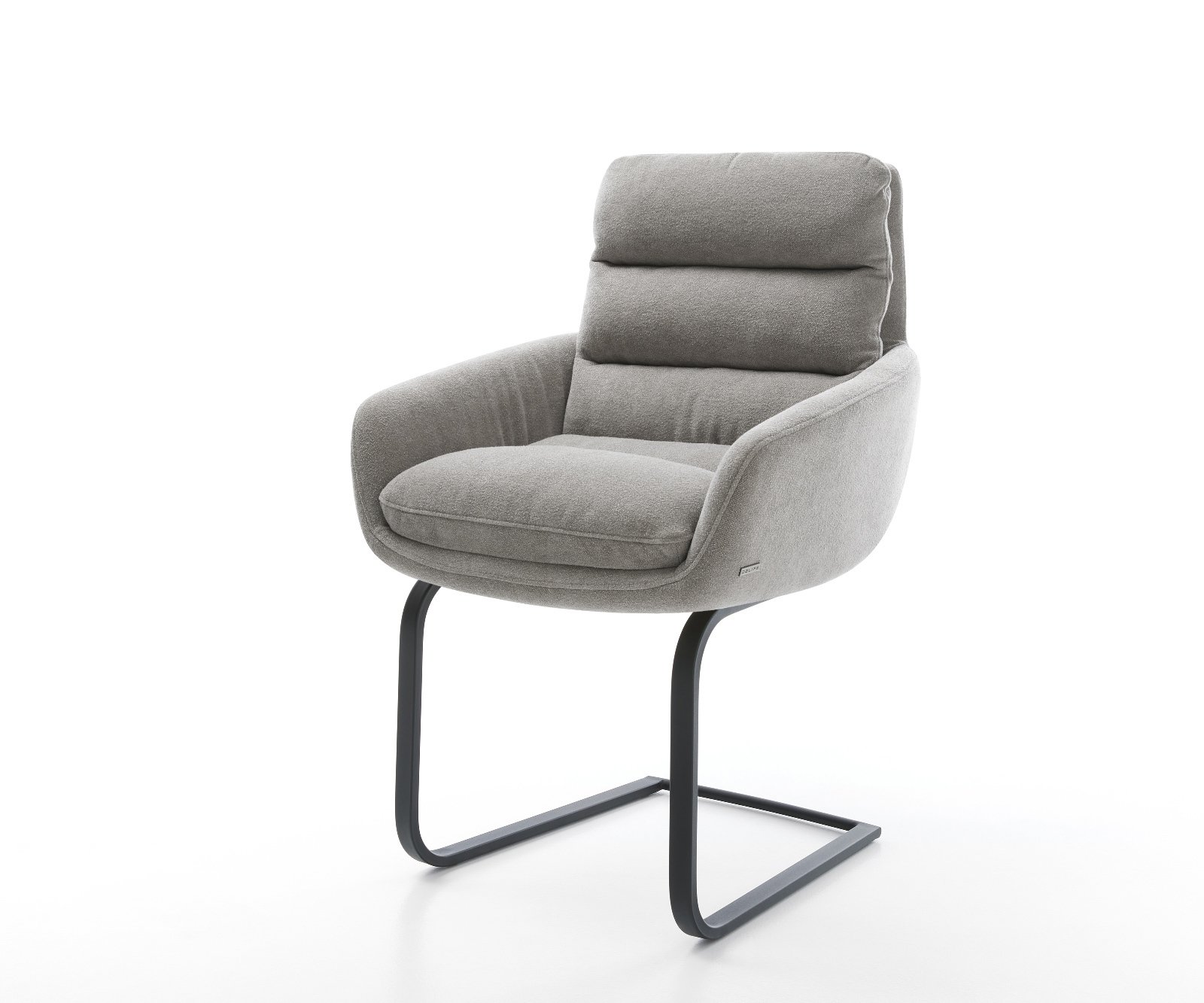 Jídelní židle Abelia-Flex s područkami strukturovaná látka Měkký šedá konzolová podnož plochá černá