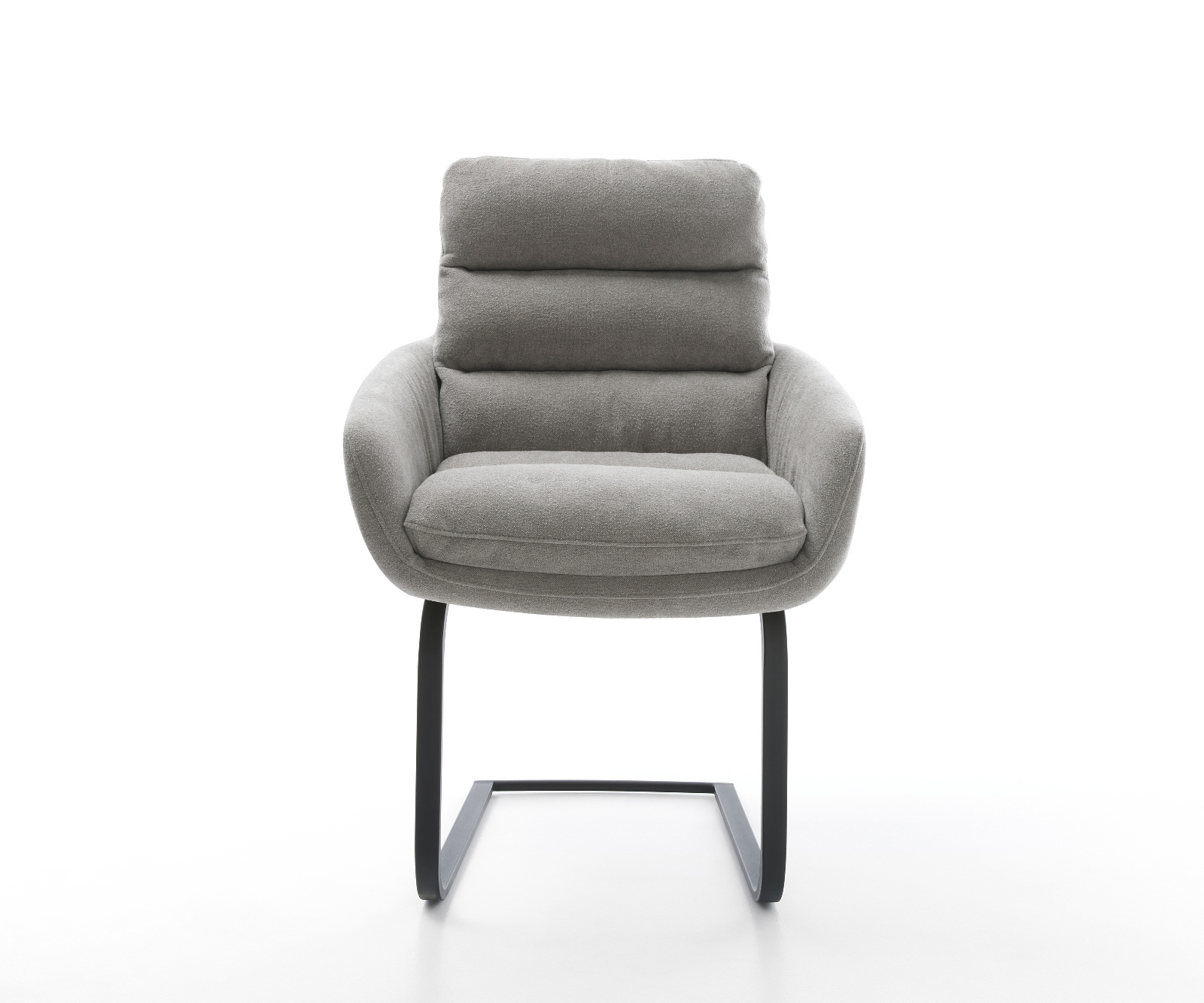 Jídelní židle Abelia-Flex s područkami strukturovaná látka Měkký šedá konzolová podnož plochá černá - Obrázek 2