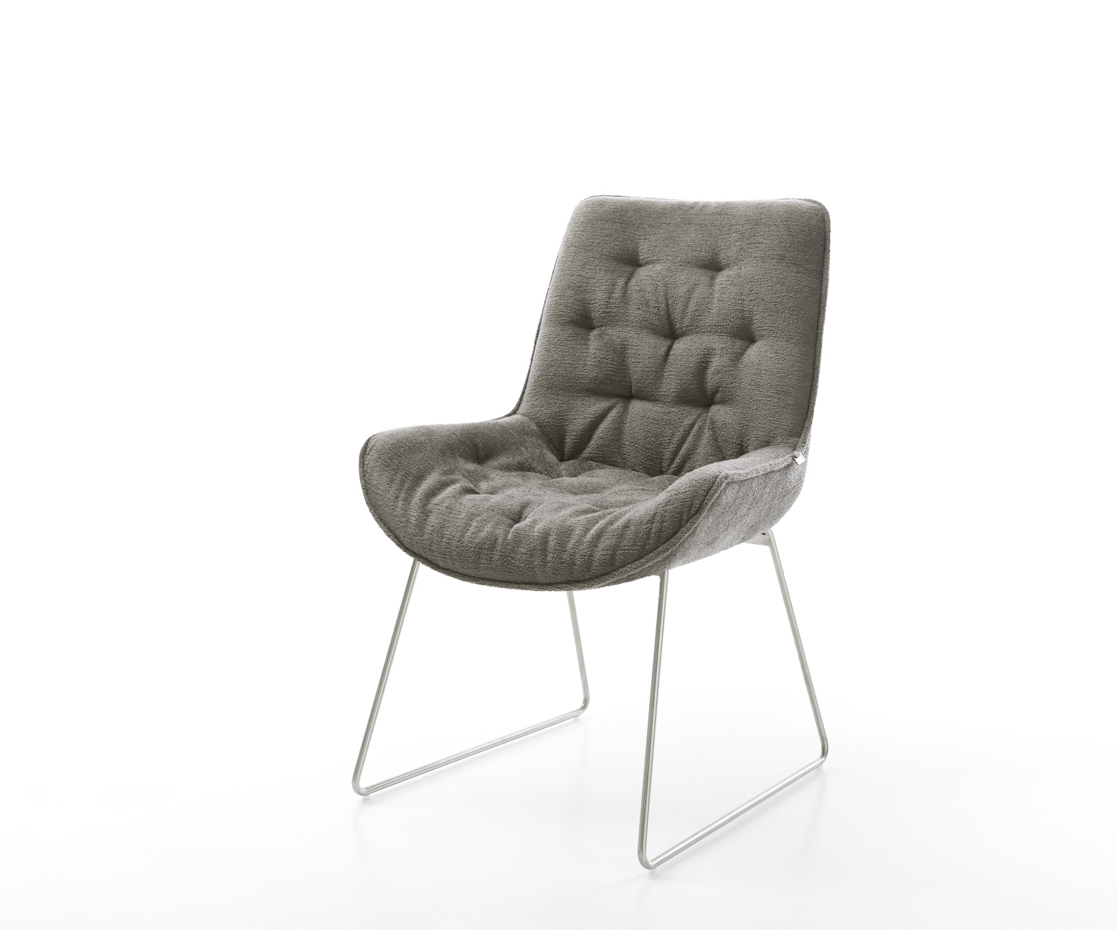 Jídelní židle Taimi-Flex bouclé měkký tmavě béžová tenká podnož nerezová ocel