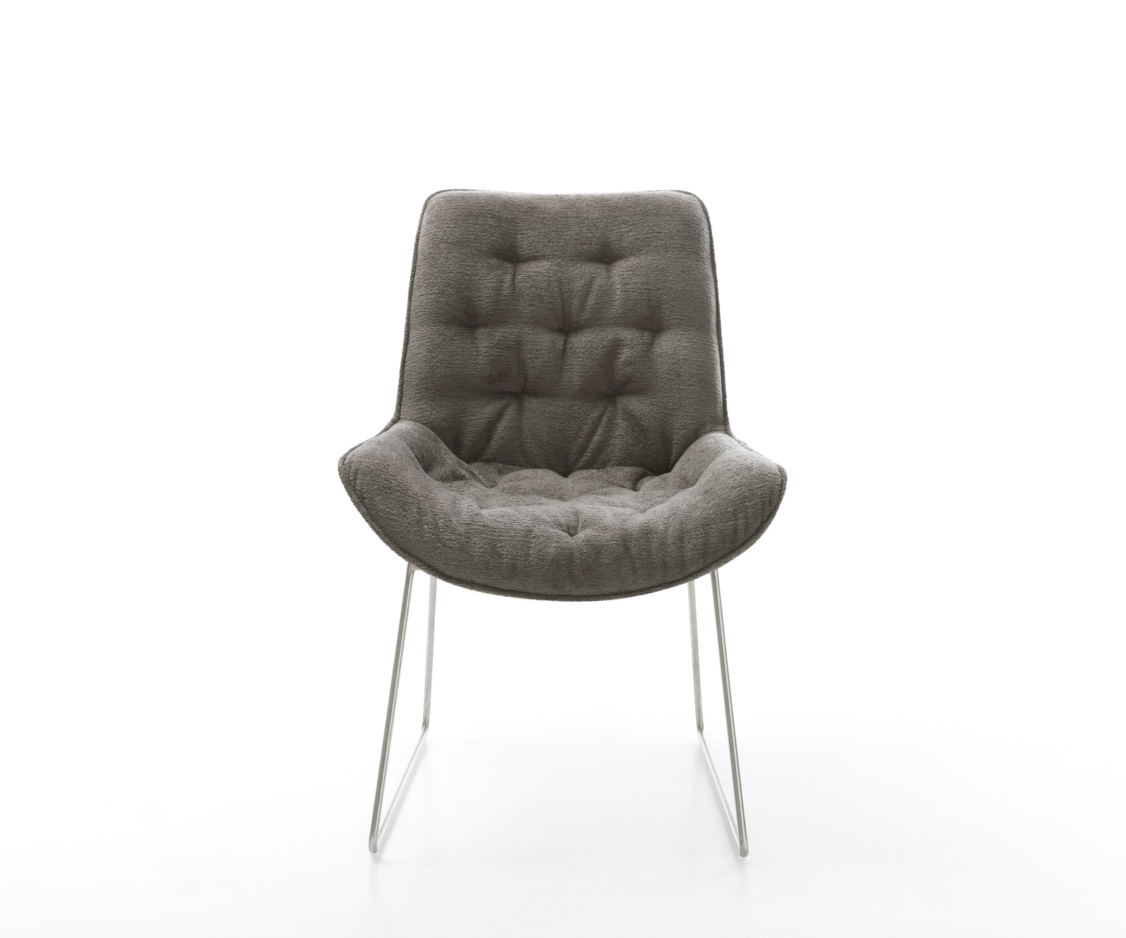 Jídelní židle Taimi-Flex bouclé měkký tmavě béžová tenká podnož nerezová ocel - Obrázek 2