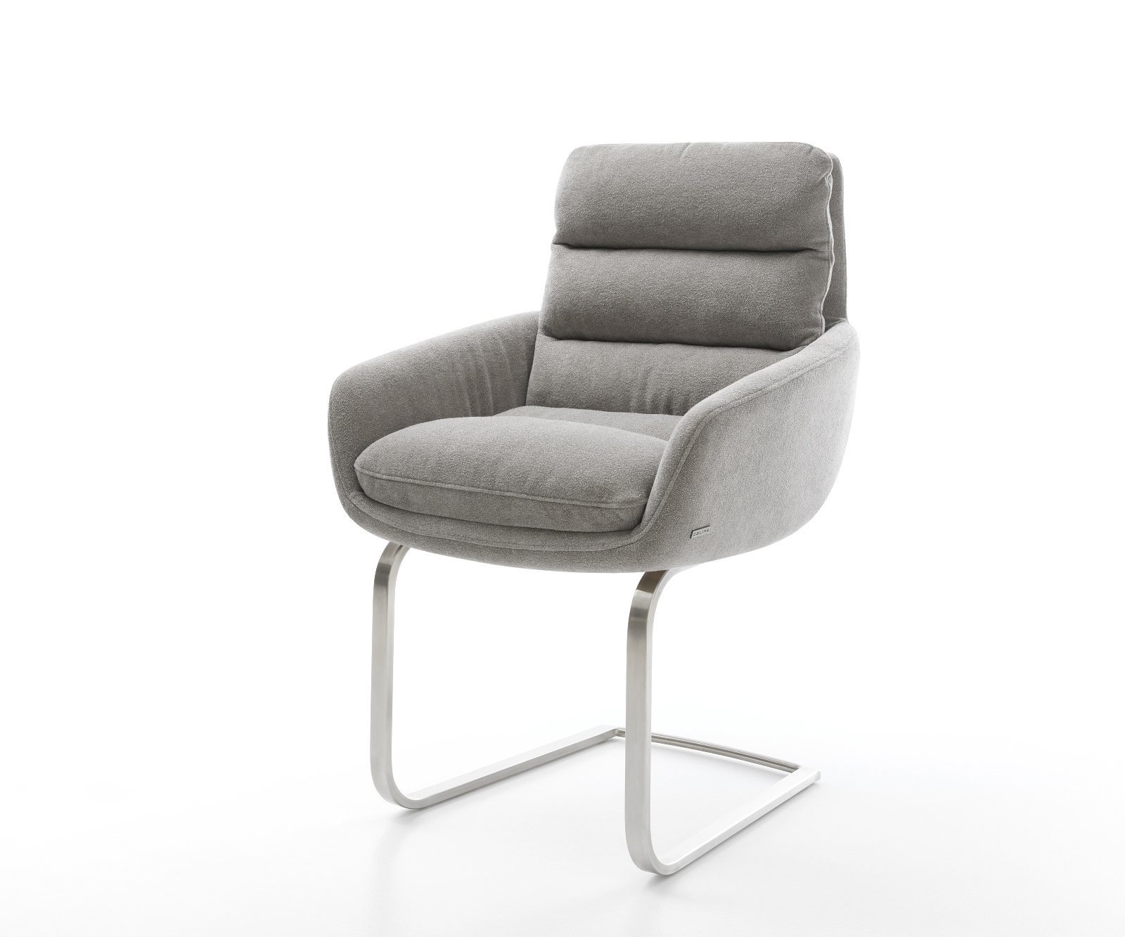 Jídelní židle Abelia-Flex s područkami strukturovaná látka Měkký šedá jídelní židle plochá nerezová ocel