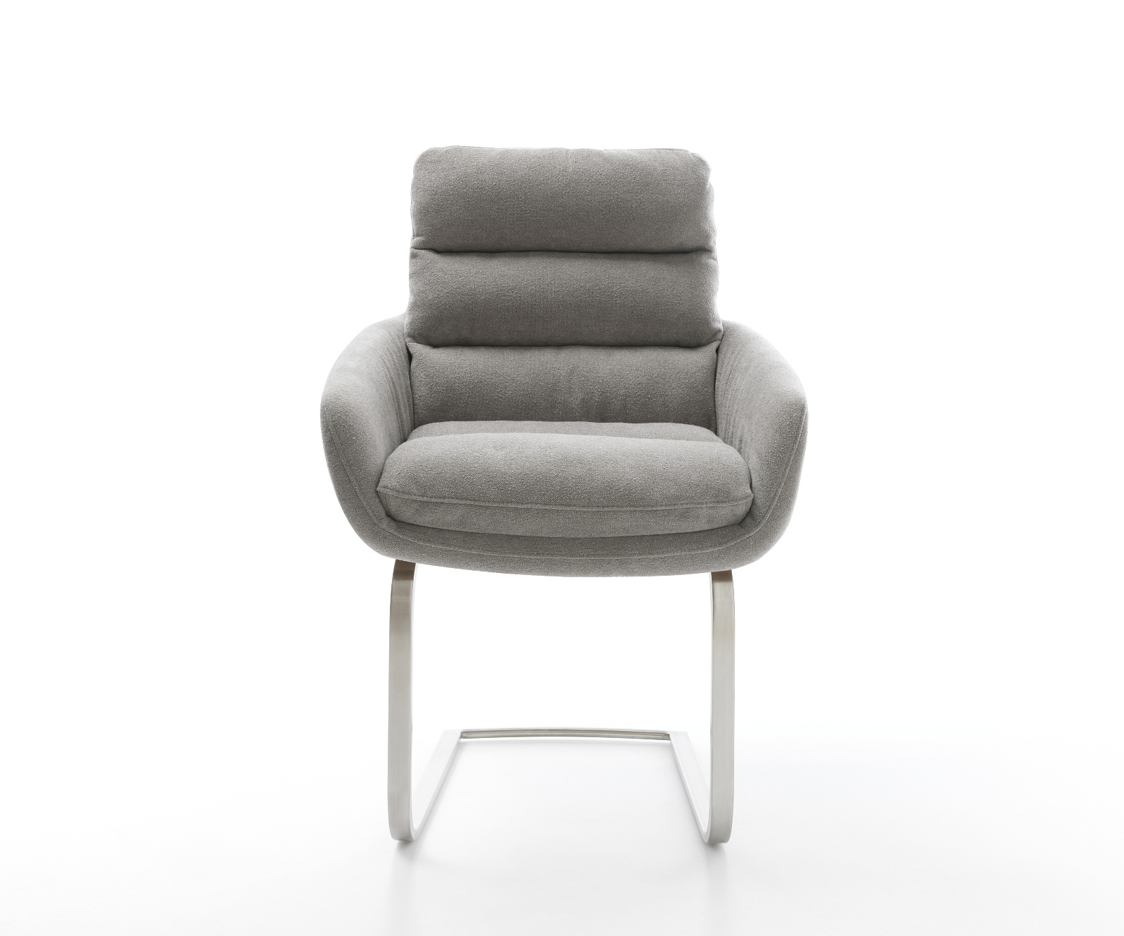 Jídelní židle Abelia-Flex s područkami strukturovaná látka Měkký šedá jídelní židle plochá nerezová ocel - Obrázek 2