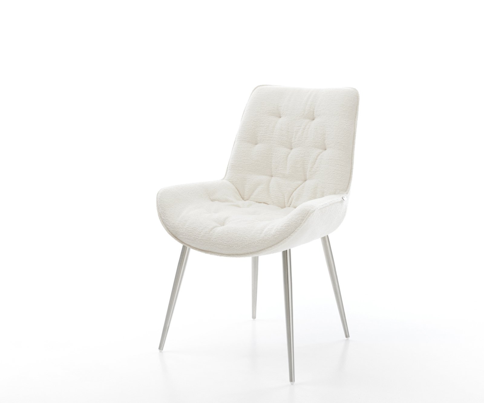 Jídelní židle Taimi-Flex bouclé měkký béžová 4-nohá zúžená nerezová ocel