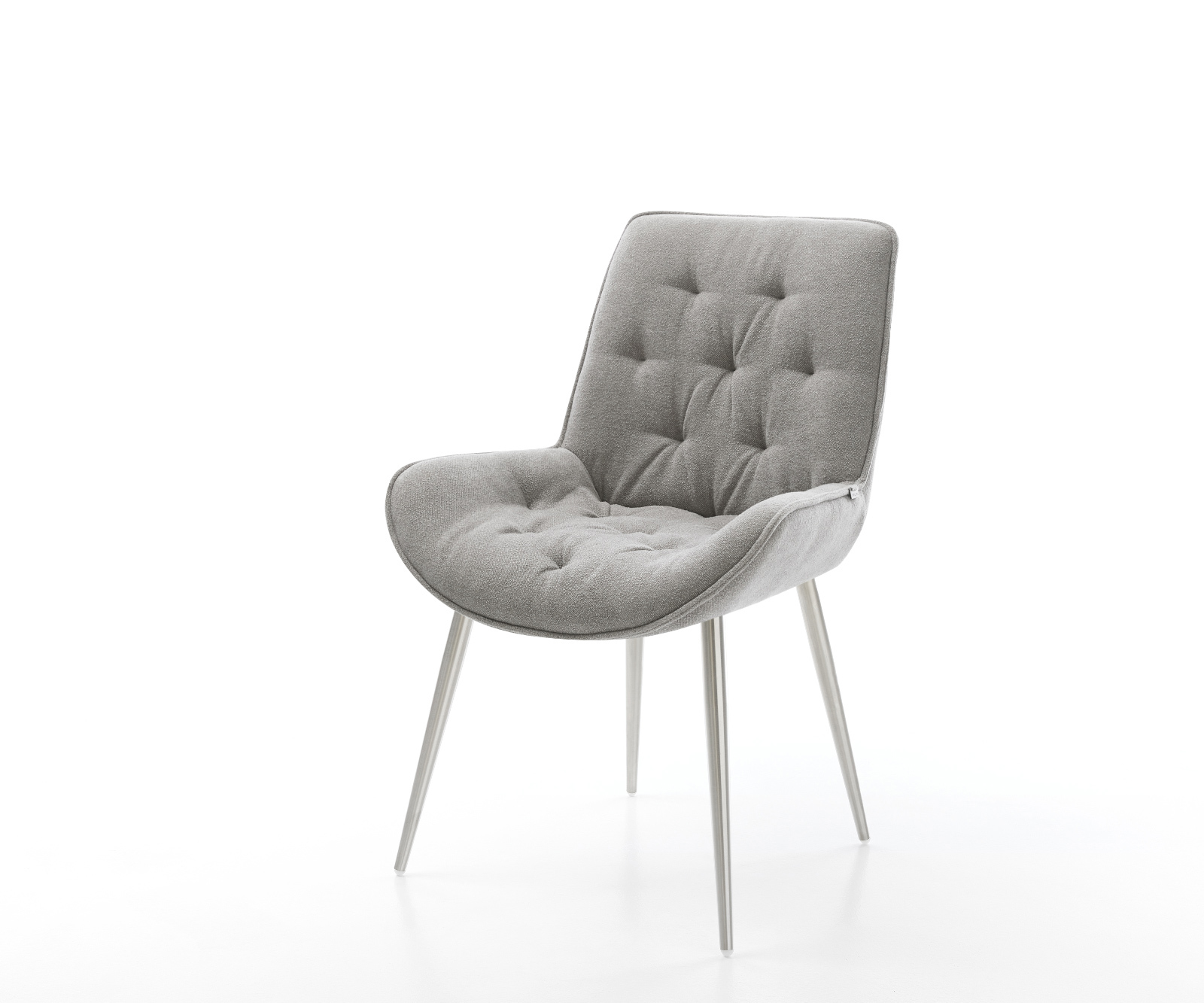 Jídelní židle Taimi-Flex strukturovaná látka Měkký šedá 4-nohá zúžená nerezová ocel