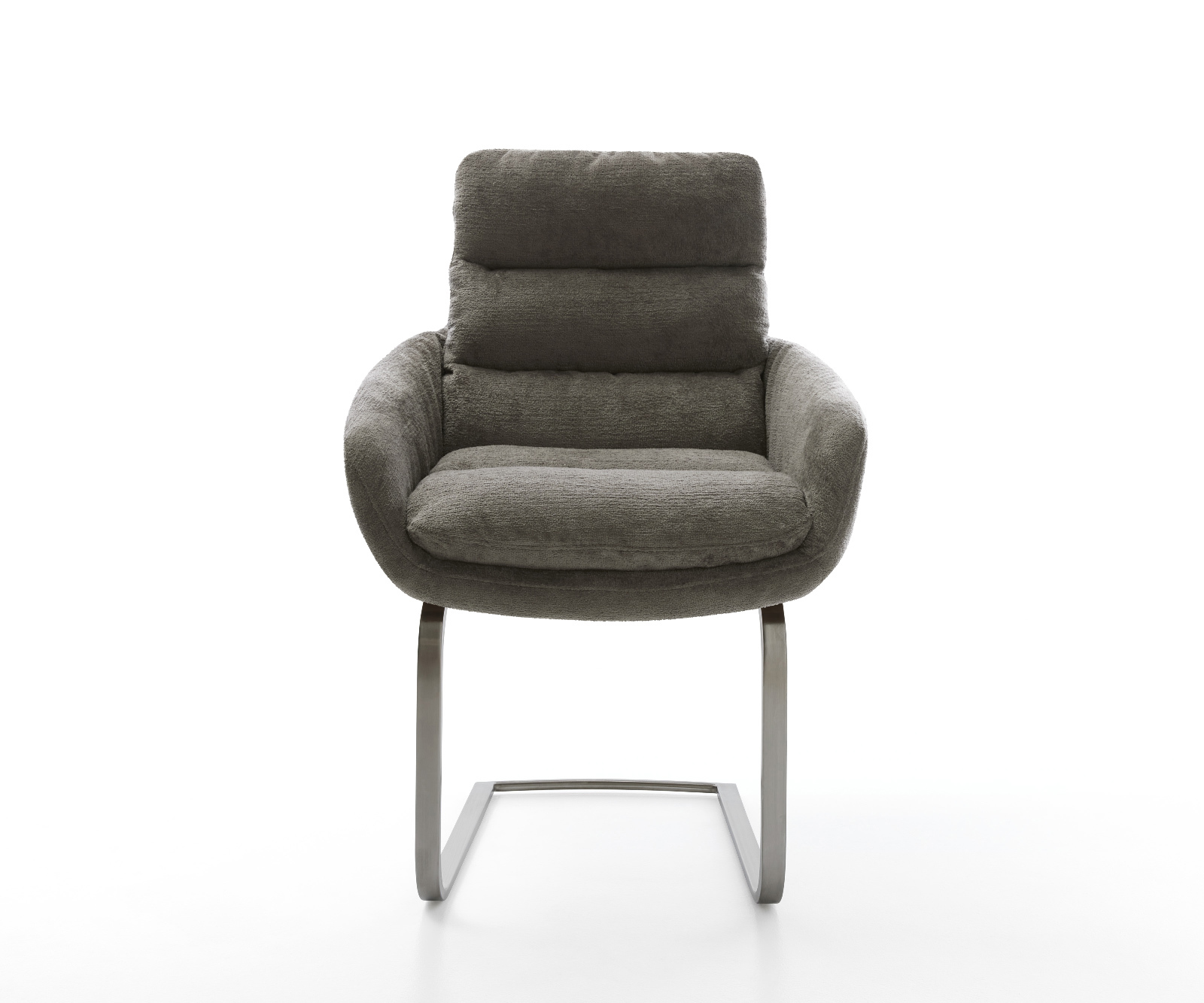 Jídelní židle Abelia-Flex s područkami bouclé měkký tmavě béžová konzolová podnož plochá grafitová - Obrázek 2