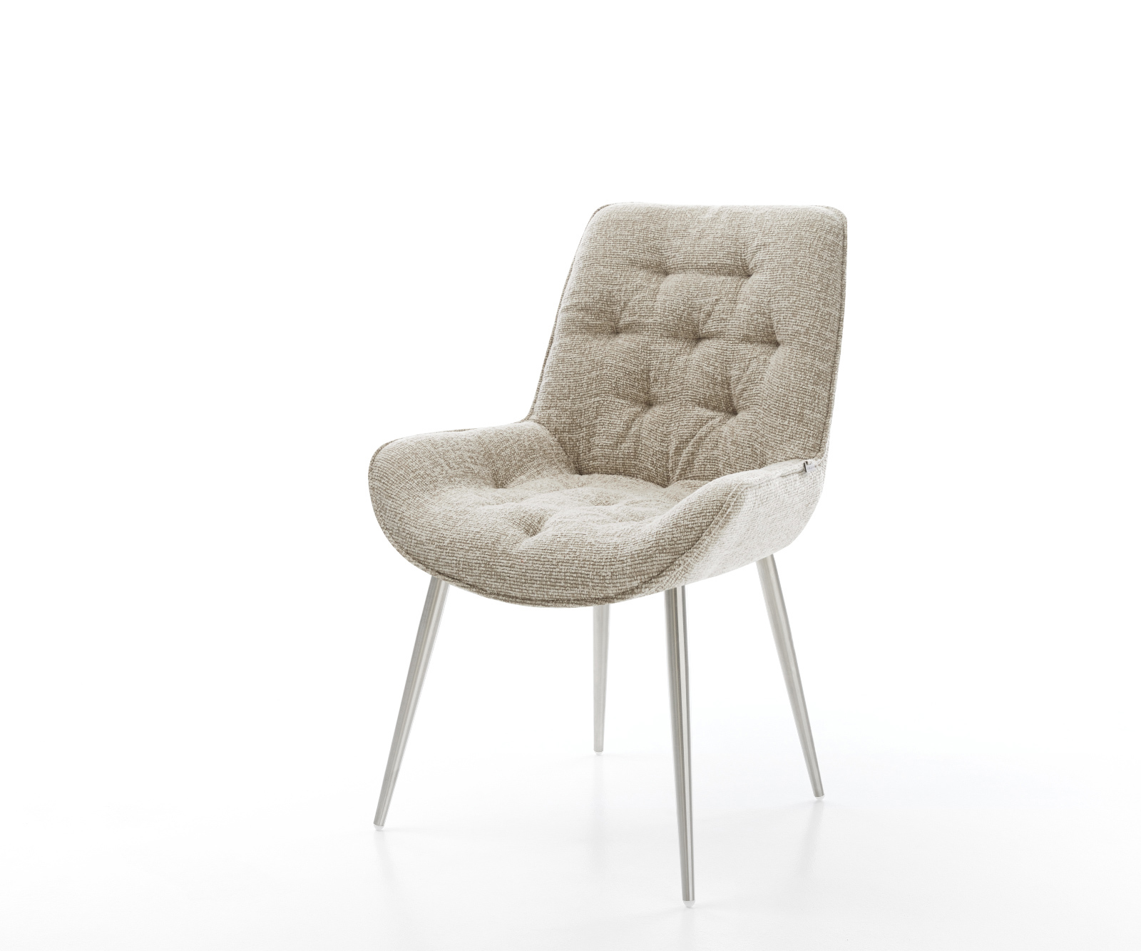 Jídelní židle Taimi-Flex látka Měkký béžová 4-nohá zúžená nerezová ocel