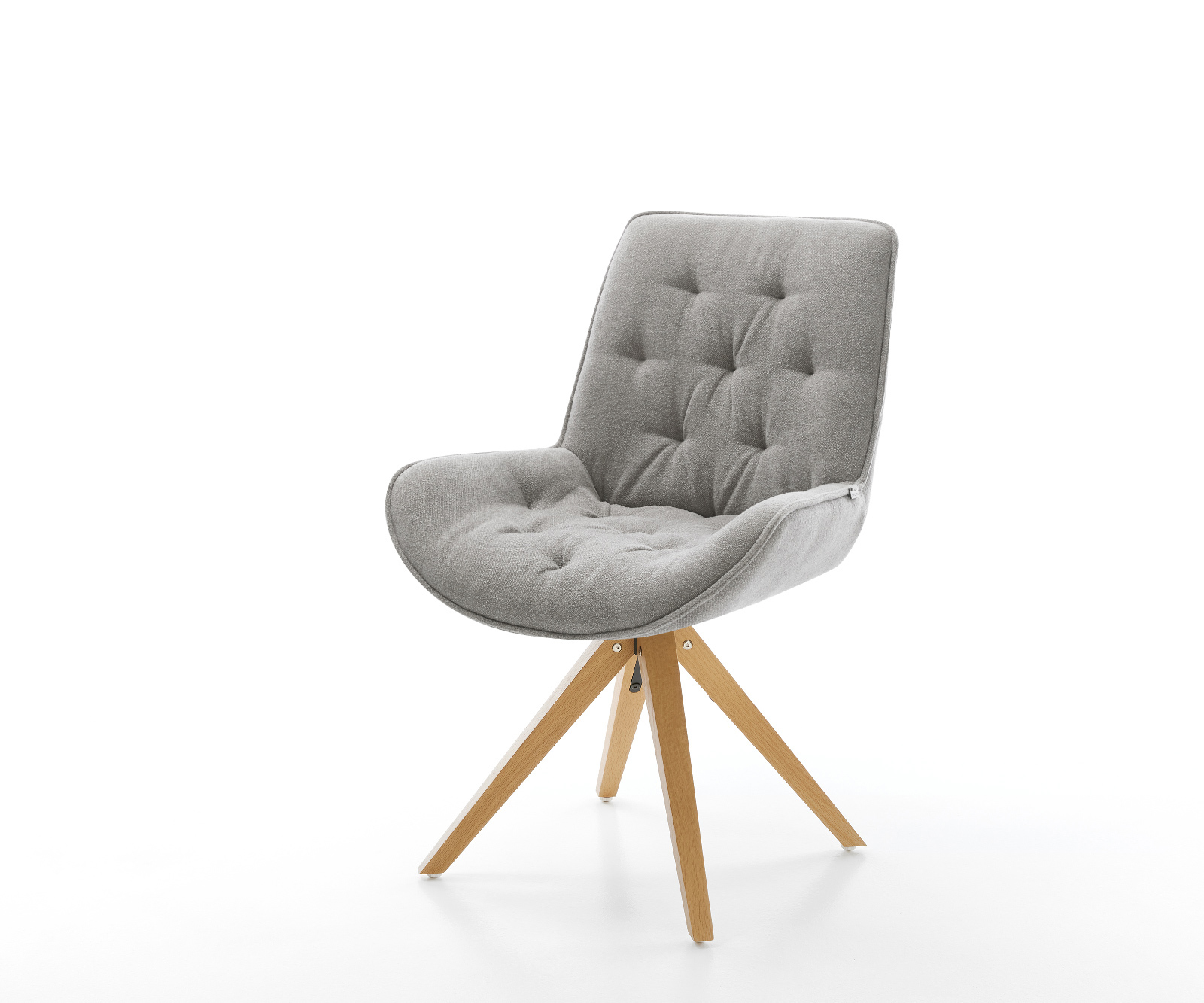 Jídelní židle Taimi-Flex strukturovaná látka Měkký šedá dřevěná podnož hranatá přírodní 180° otočný