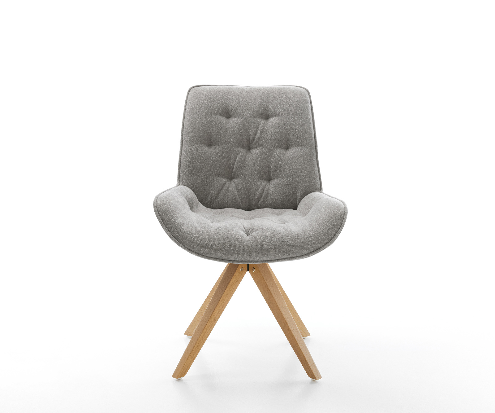 Jídelní židle Taimi-Flex strukturovaná látka Měkký šedá dřevěná podnož hranatá přírodní 180° otočný - Obrázek 2