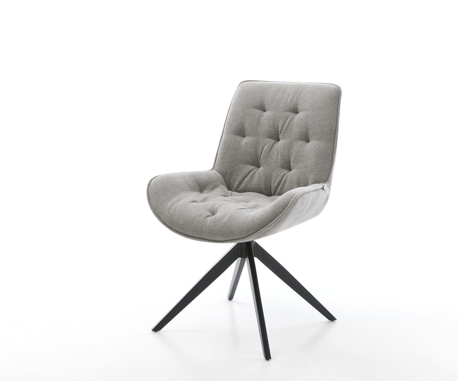 Jídelní židle Taimi-Flex tkanina Měkký šedá křížová podnož široká černá 360° otočný houpací funkce