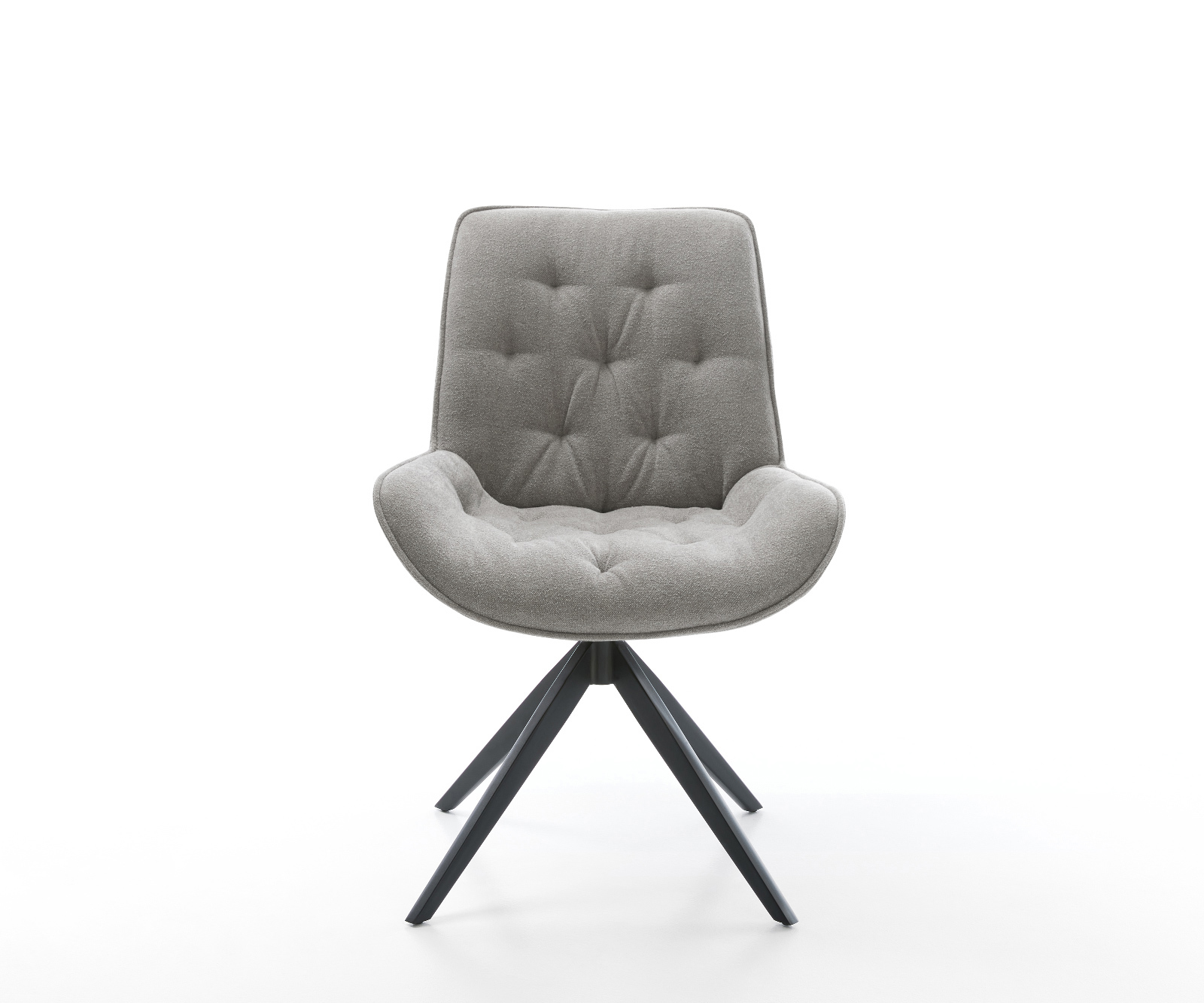 Jídelní židle Taimi-Flex tkanina Měkký šedá křížová podnož široká černá 360° otočný houpací funkce - Obrázek 2