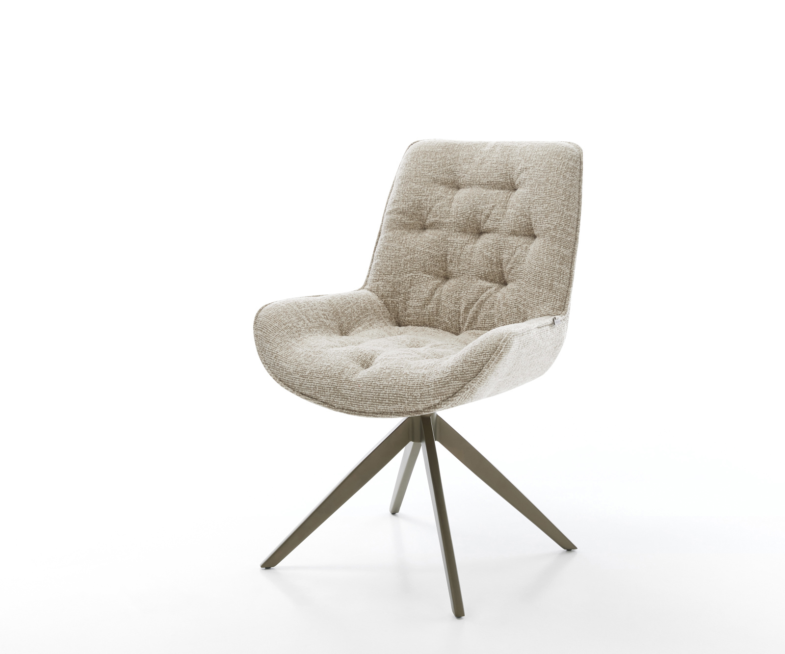 Jídelní židle Taimi-Flex látka Měkký béžová křížová podnož široká Titanová barva 360° otočný houpací funkce