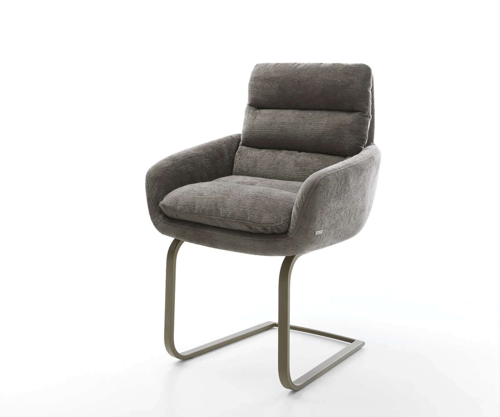 Jídelní židle Abelia-Flex s područkami bouclé měkký tmavě béžová konzolová podnož plochý titanová barva