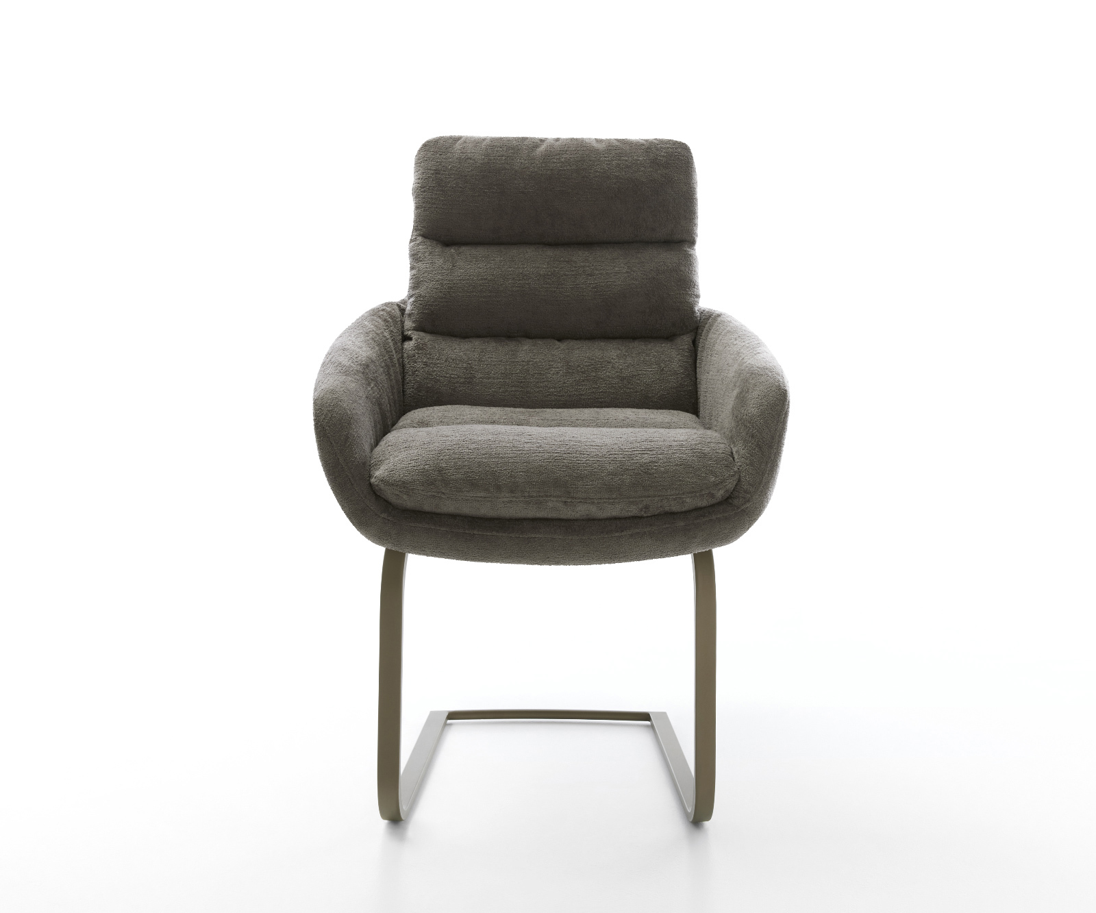 Jídelní židle Abelia-Flex s područkami bouclé měkký tmavě béžová konzolová podnož plochý titanová barva - Obrázek 2