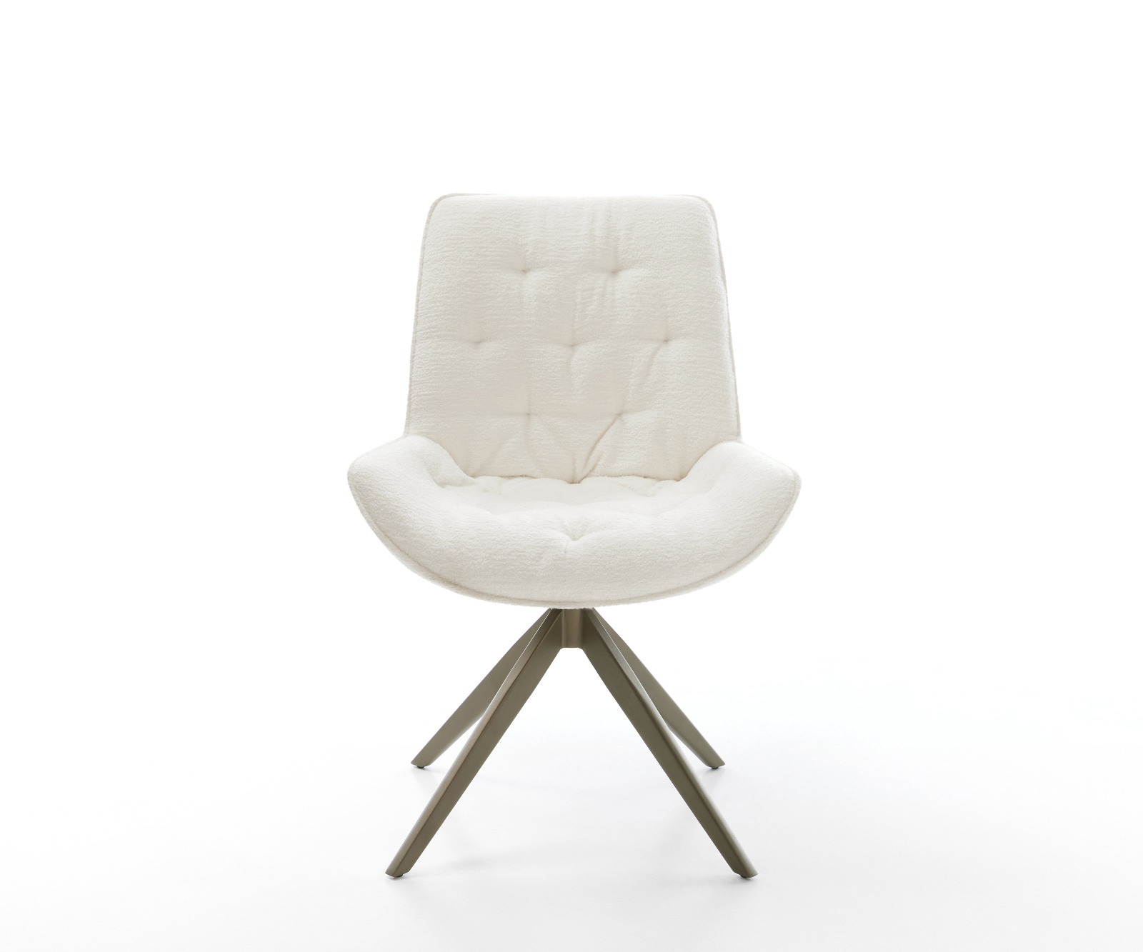 Jídelní židle Taimi-Flex bouclé měkký béžová křížová podnož široká titanová barva 360° otočný houpací funkce - Obrázek 2