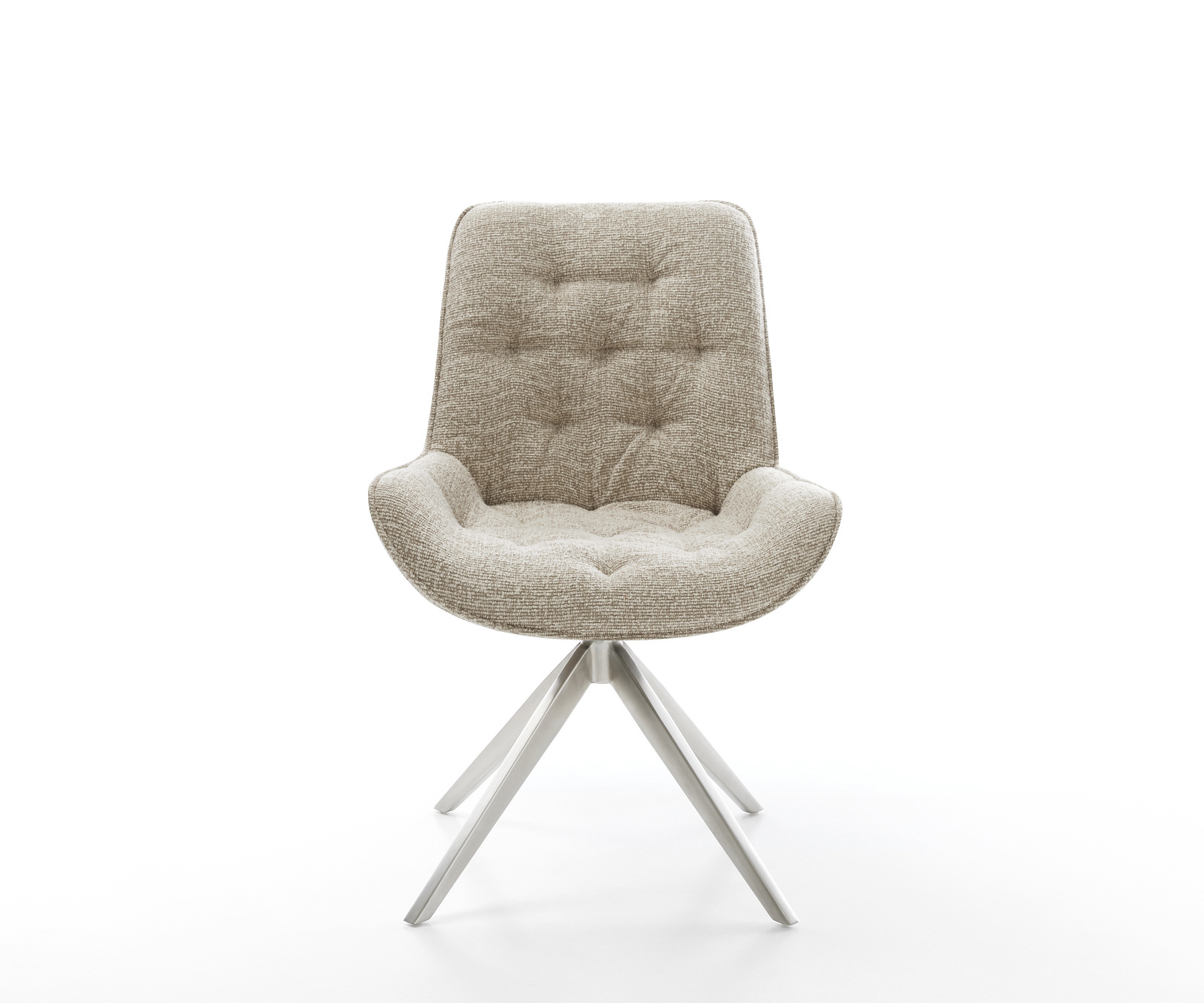 Jídelní židle Taimi-Flex látka Měkký béžová křížová podnož široká nerezová ocel 360° otočný houpací funkce - Obrázek 2